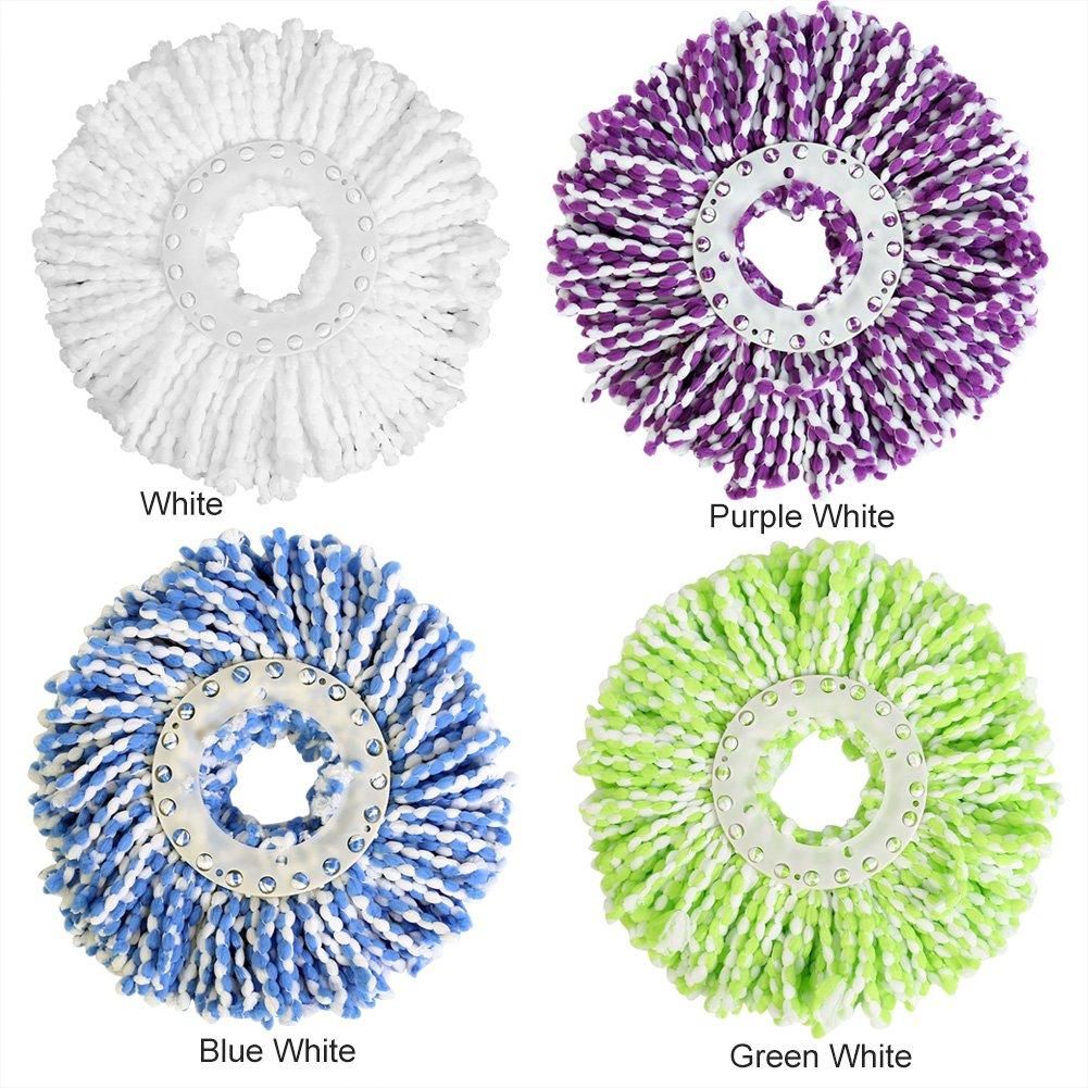 Spin Mop Head Refills Microfiber Round Spin Mop Head Replacement for Universal Spin Mop System for Home Commercial Use (Green White)