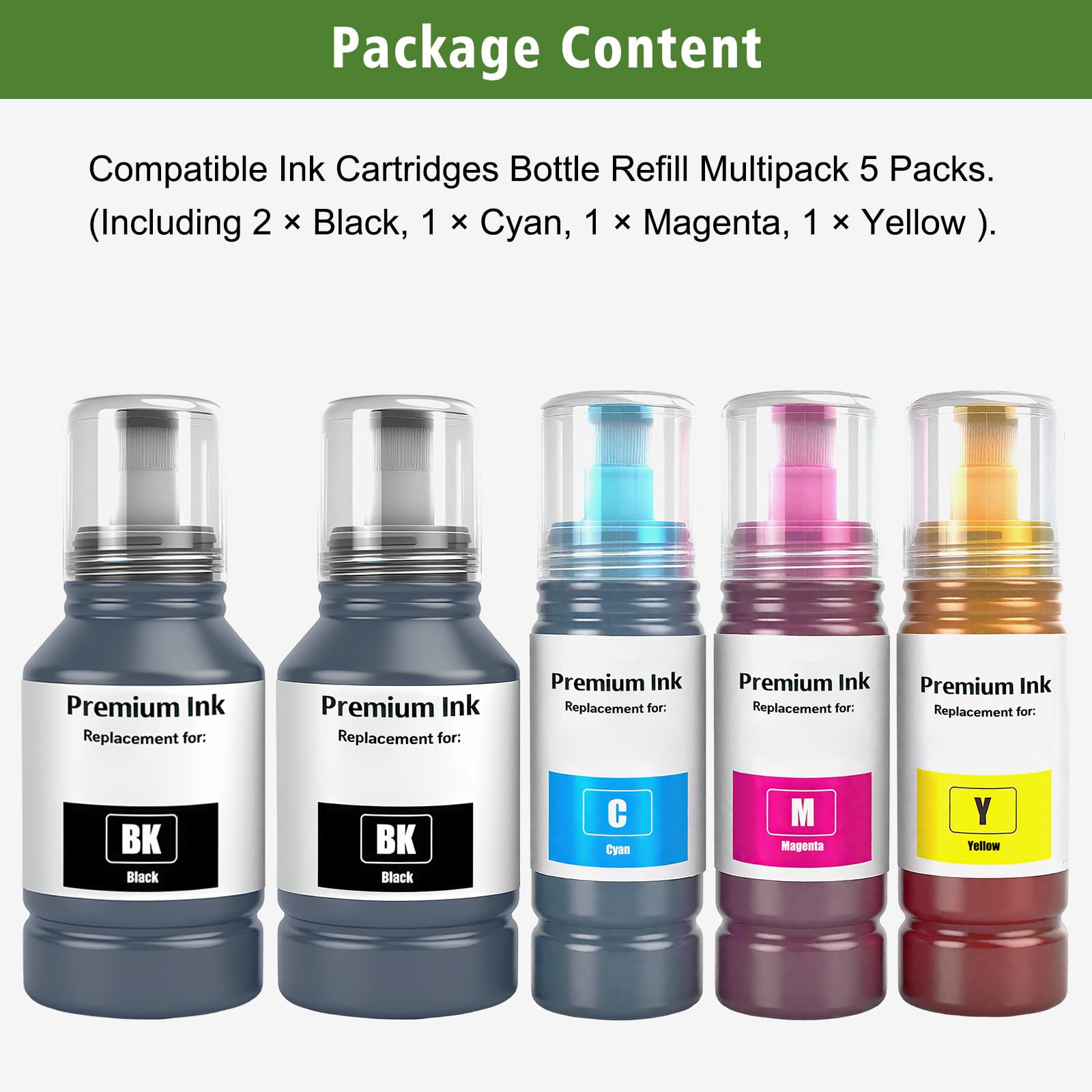 GREENPRINT EPT502 Ink Cartridges Bottle Refill Multipack Replacement for ET-15000 ET-2760 ET-2850 ET-2980 ET-3710 ET-3750 ET-3760 ET-3830 ET-3843 ET-3850 ET-4750 ET-4760 ET-4850 Printer (2BK C M Y)