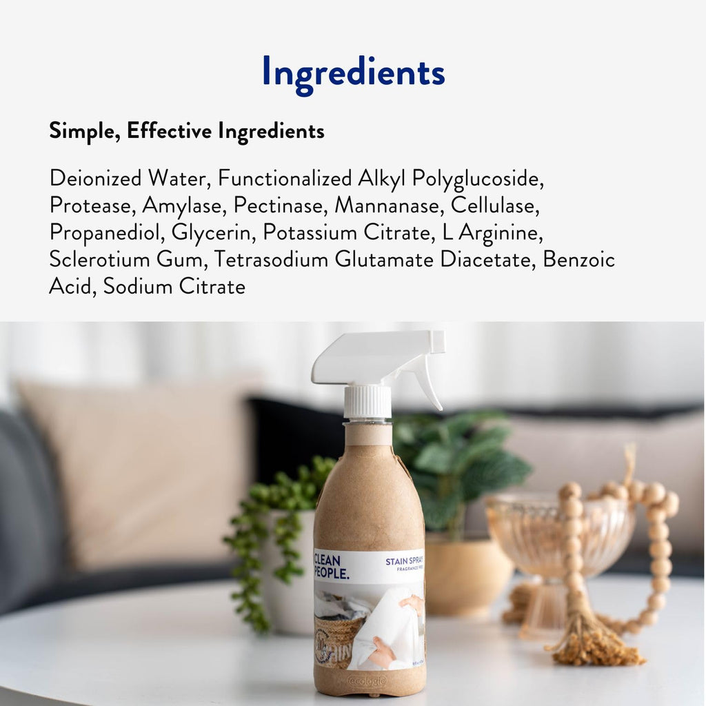 THE CLEAN PEOPLE Stain Remover Spray - Natural Plant & Mineral-Based Ingredients - Non-Toxic Laundry Spot Treatment - Boosted with Enzymes - Fabric Safe (16 Fl Oz (Pack of 1))