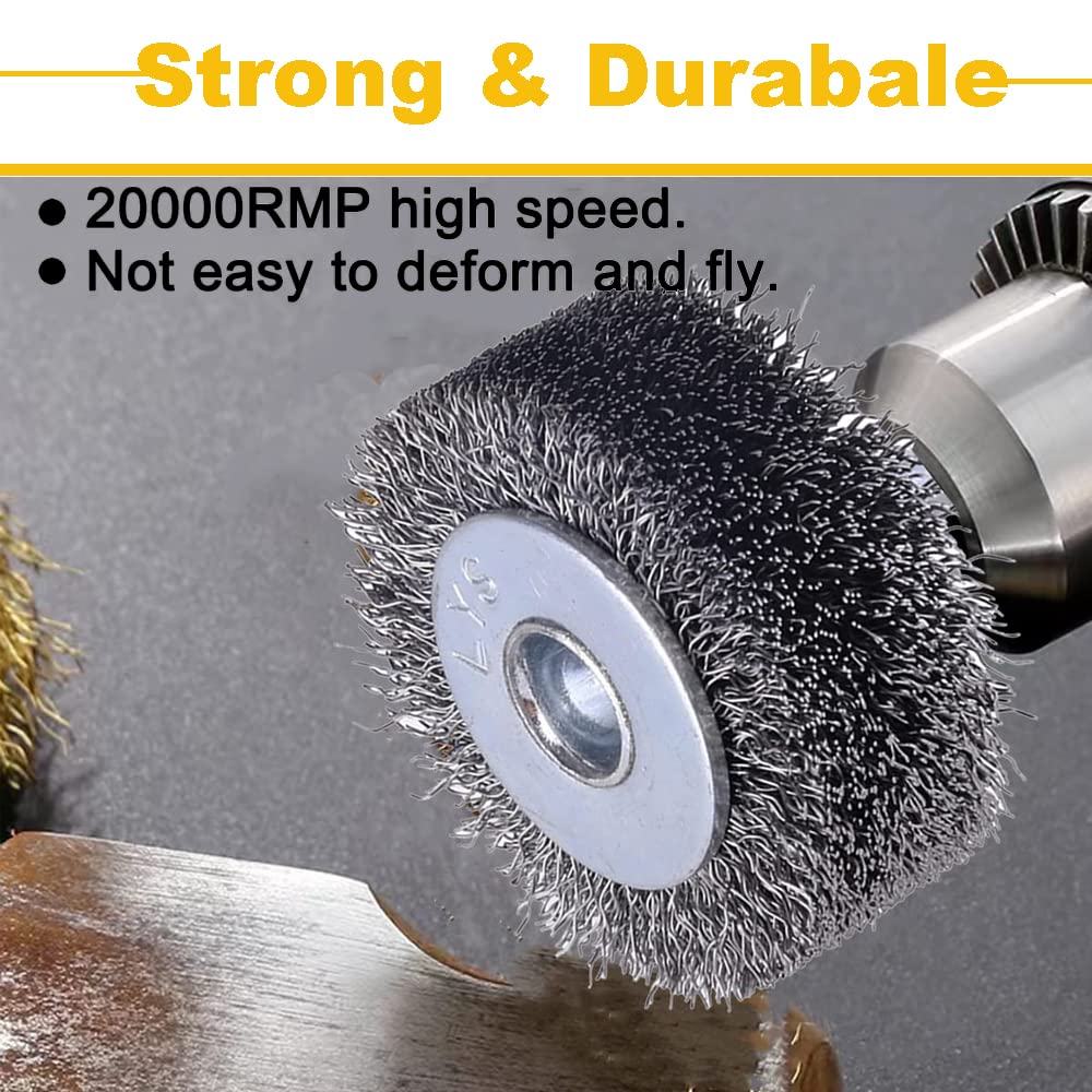 AOKLIT 2 inch Wire Wheel Brush Wire Wheel Brush for Drill Attachment，0.0118" Carbon Steel Wire, 1/4in Shank, 20000RPM，4 Pack Heavy Duty Wire Brushes Removal Paint Rust & Corrosion (4)