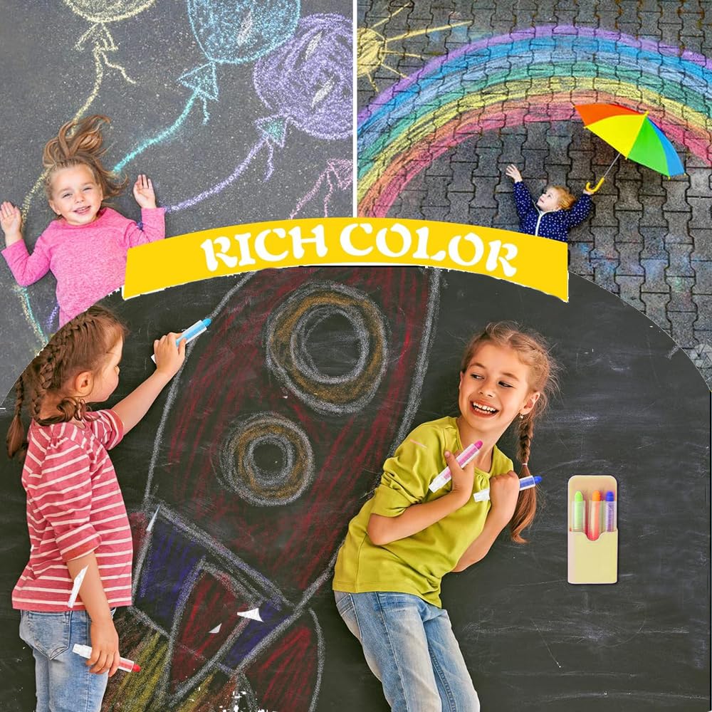 12pcs Dustless Chalk for Kids Colored Chalkboard Chalk with Pen Holder Blackboard Eraser Sidewalk Chalk for Kids Dust Free Chalk Crayons for Children Students Teacher Drawing Writing