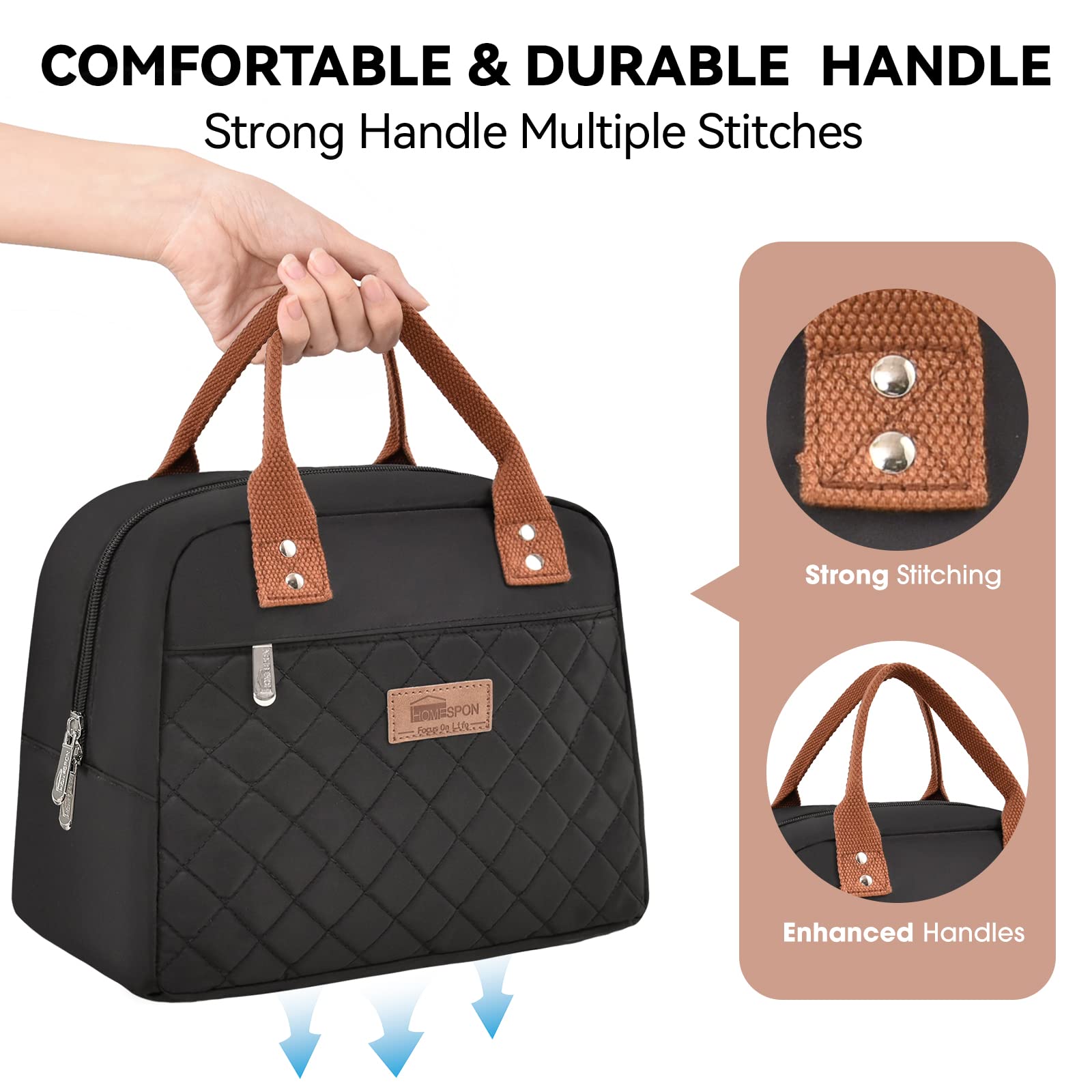 HOMESPON Insulated Lunch Bag for Women Men Adults Lunch Tote with Front Pocket Lunch Box Container Cooler Bag for Work Picnic