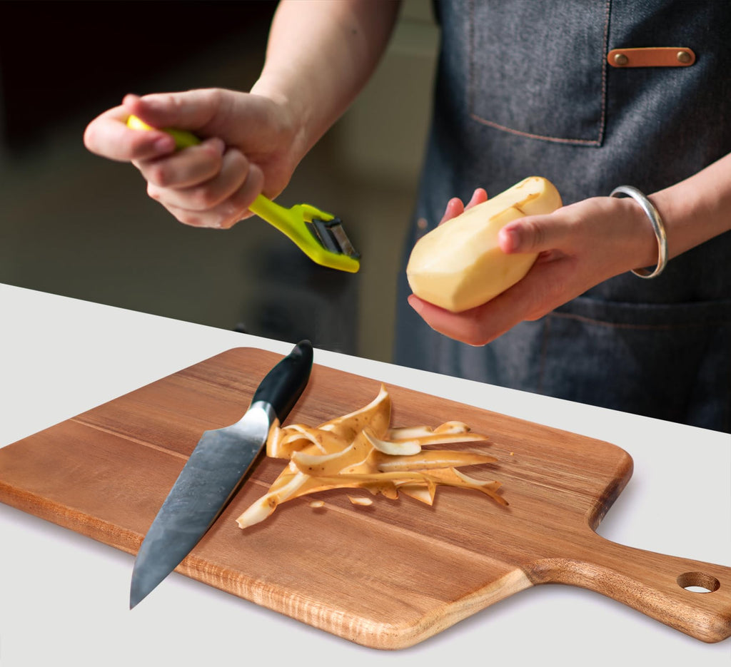 Gtencemen Acacia Wood Cutting Board with Handle Best Cheese for Charcuterie Board Kitchen Wooden Chopping Block for Meat Vegetable Bread Fruit Serving Board Wood Butcher Block Carving Board, 17" X 10"