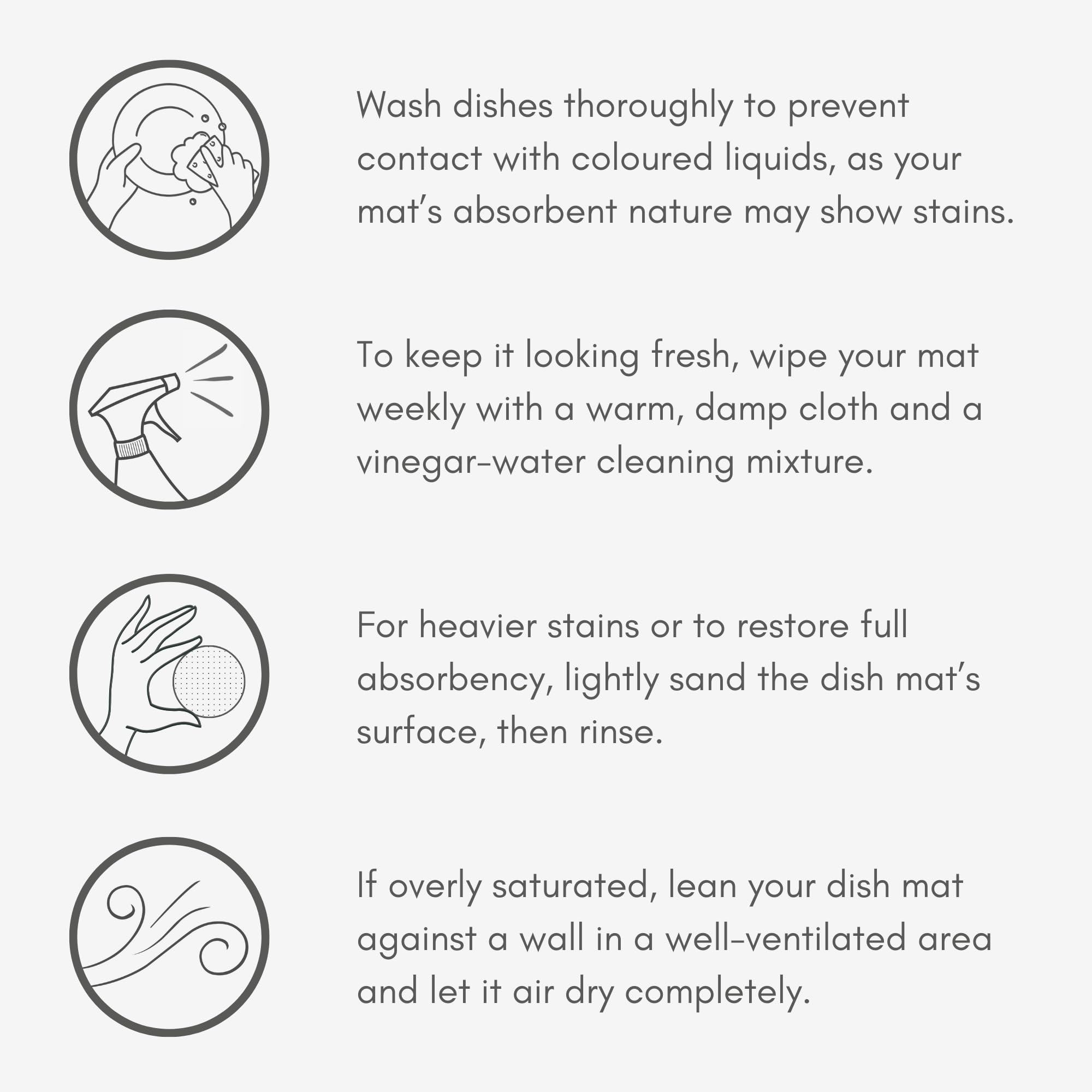 Natureva Stone Dish Drying Mat - Super Absorbent, Quick Dry Diatomite Mats for Kitchen Counter - Made of Natural Diatomaceous Earth Absorbing Water Instantly - Tide - Graphite