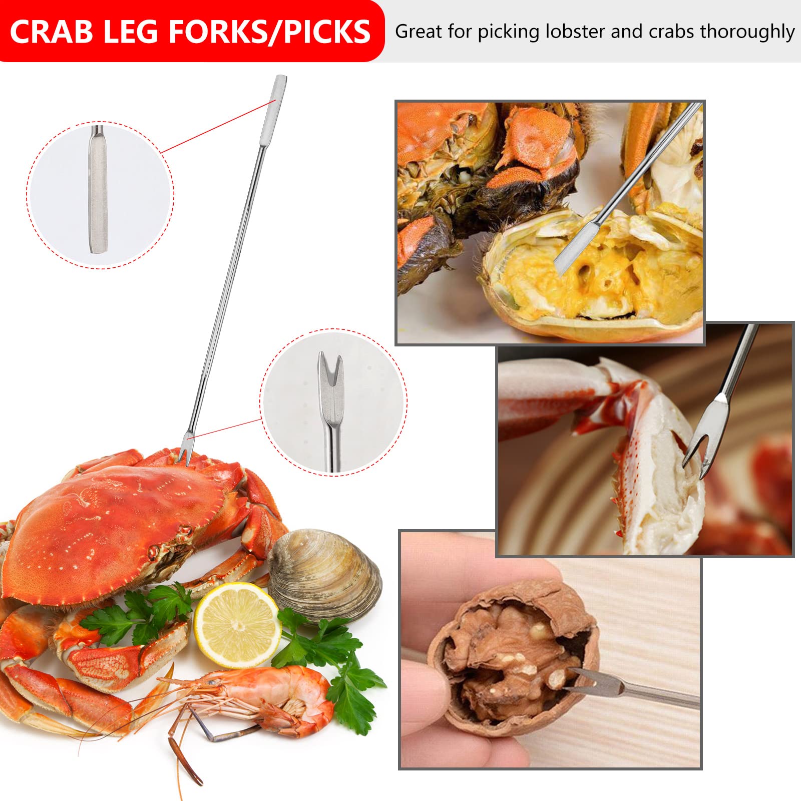 Seafood Tools Lobster Crab Crackers Crab Crackers and Tools Crab Leg Cracker Tool (Seafood Tools-17 Piece)