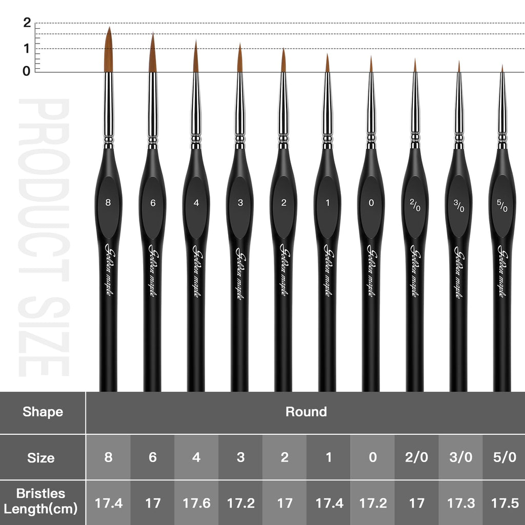 Detail Paint Brushes Set 10pcs Miniature Brushes for Fine Detailing & Art Painting - Acrylic, Watercolor,Oil,Models