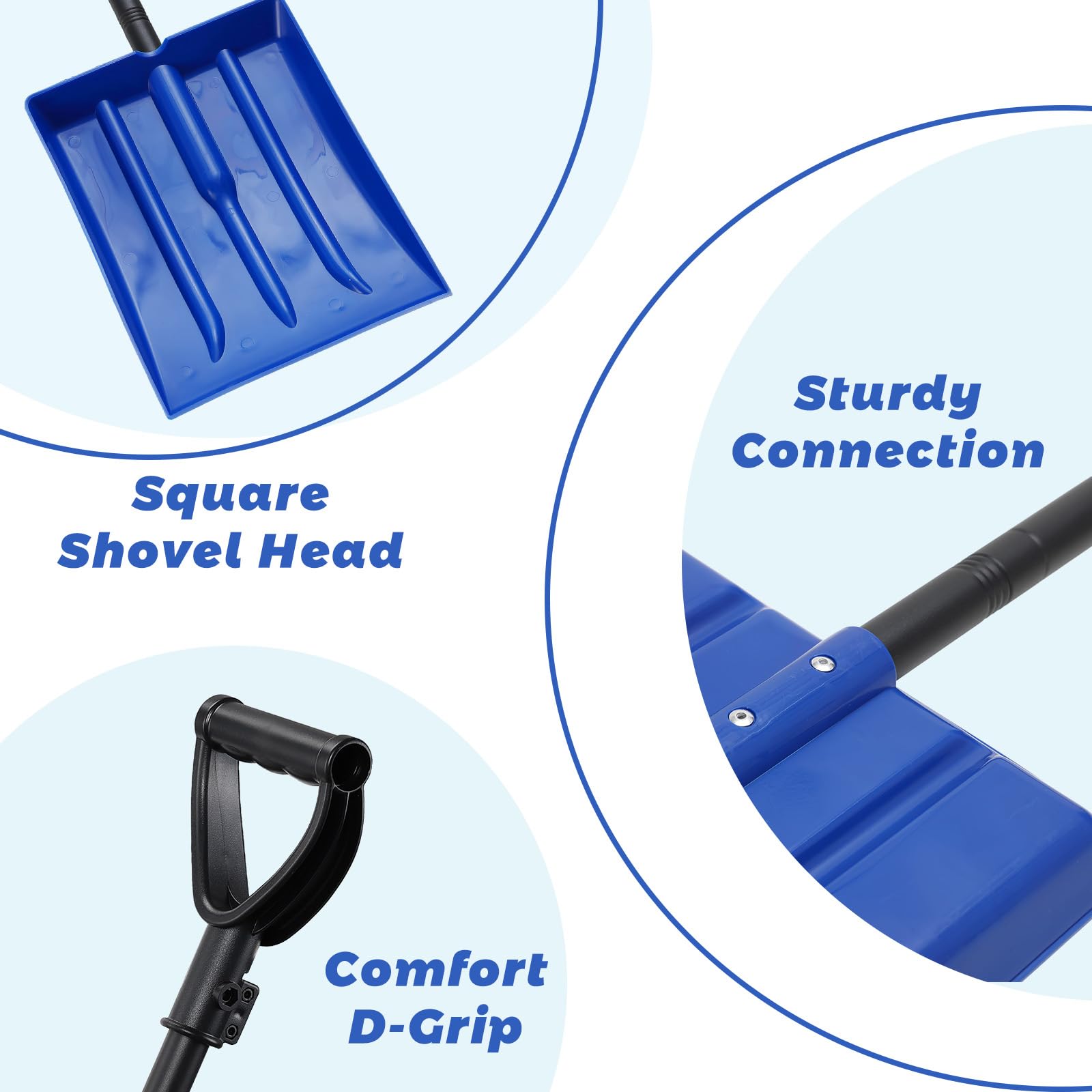 Kids Snow Shovel for Child Age 3+ Year Old, Plastic Snow Shovel 32" Right Kid Size, Comfort Strong D Handle Grip, Lightweight Small Snow Shoveling Tool for Children Toddler, Blue Color