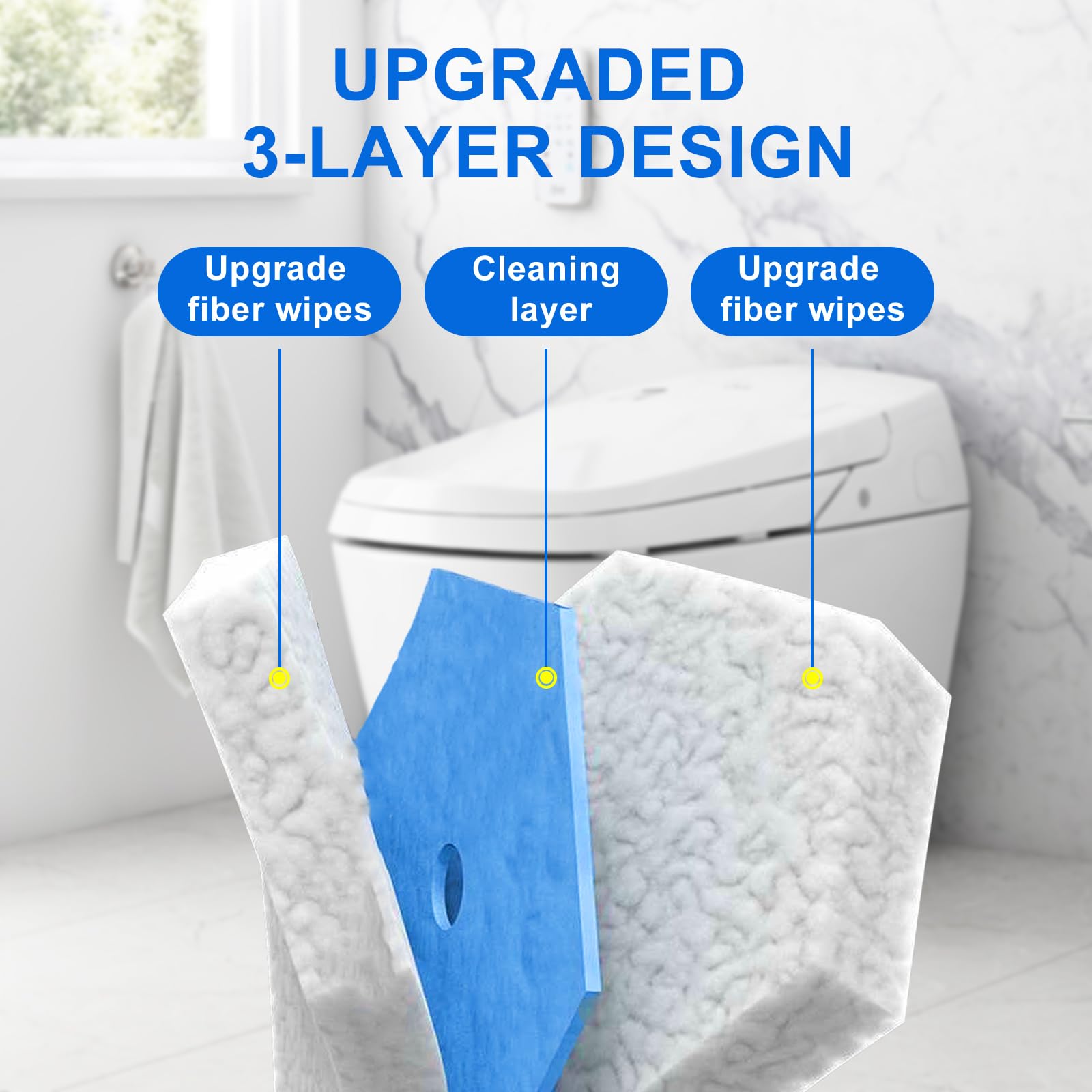 60 Count Toilet Wand Refills for Clorox, Disposable Toilet Brush Compatible with Clorox Toilet Wand Cleaning System, Upgrade Fiber Bowl Cleaner Brush for Closestool Cleaning