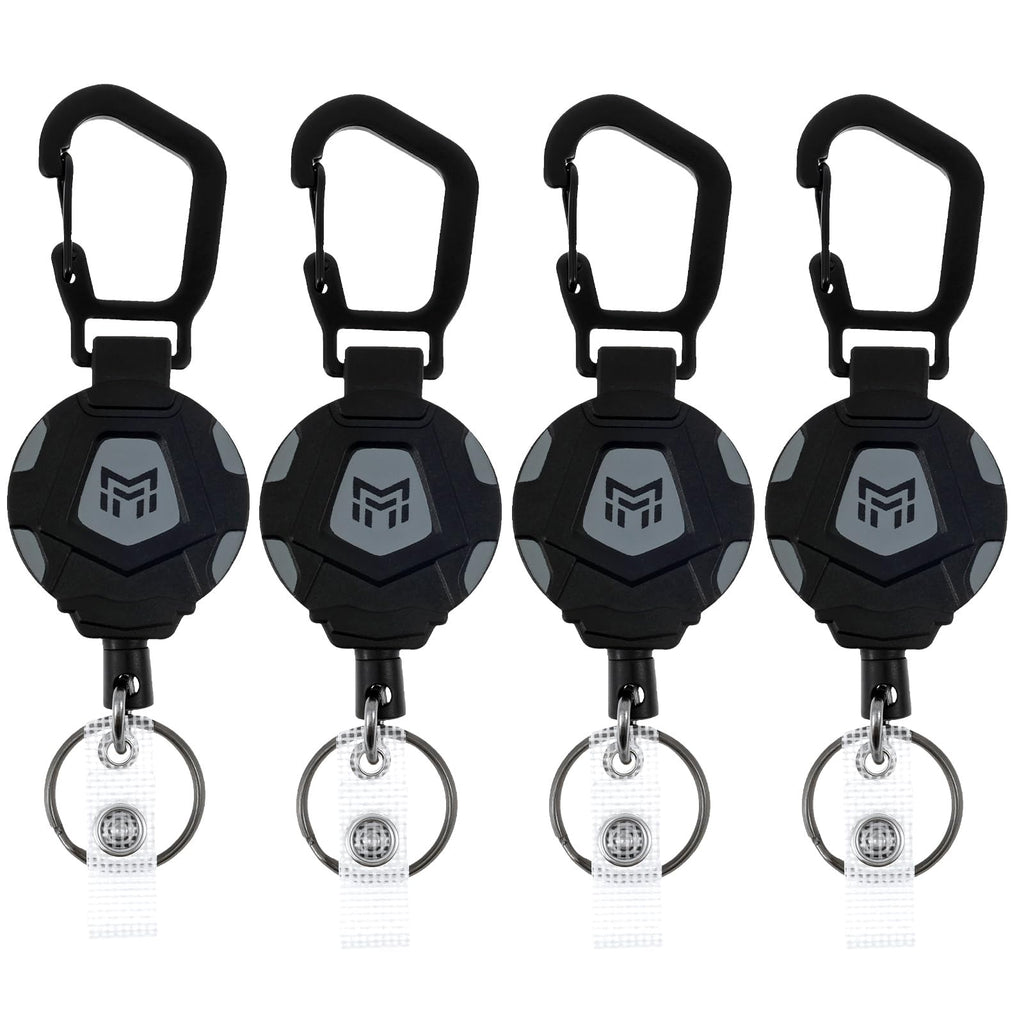 4 Pack Retractable Keychain Heavy Duty Carabiner Badge Holder with 23.6 inch Cord Sturdy Badge Reel ID Holder Extendable Key Ring for Men Home