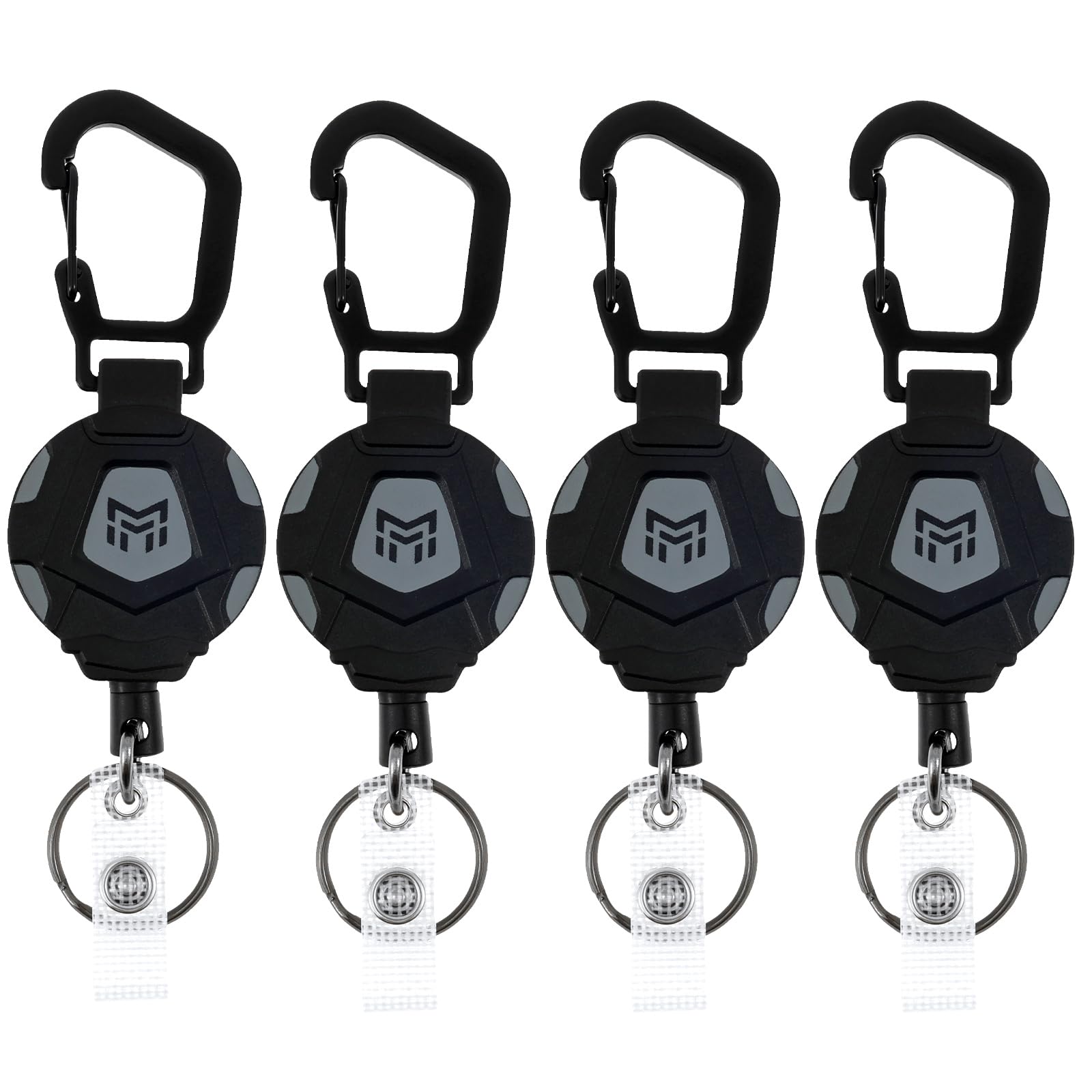 4 Pack Retractable Keychain Heavy Duty Carabiner Badge Holder with 23.6 inch Cord Sturdy Badge Reel ID Holder Extendable Key Ring for Men Home