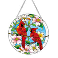 Cardinal Stained Glass Window Hanging - Cardinal Gifts for Women, Red Birds Suncatchers for Windows, American Glass Hanging Ornament, Hand Painted Glass for Birds Lover, Window