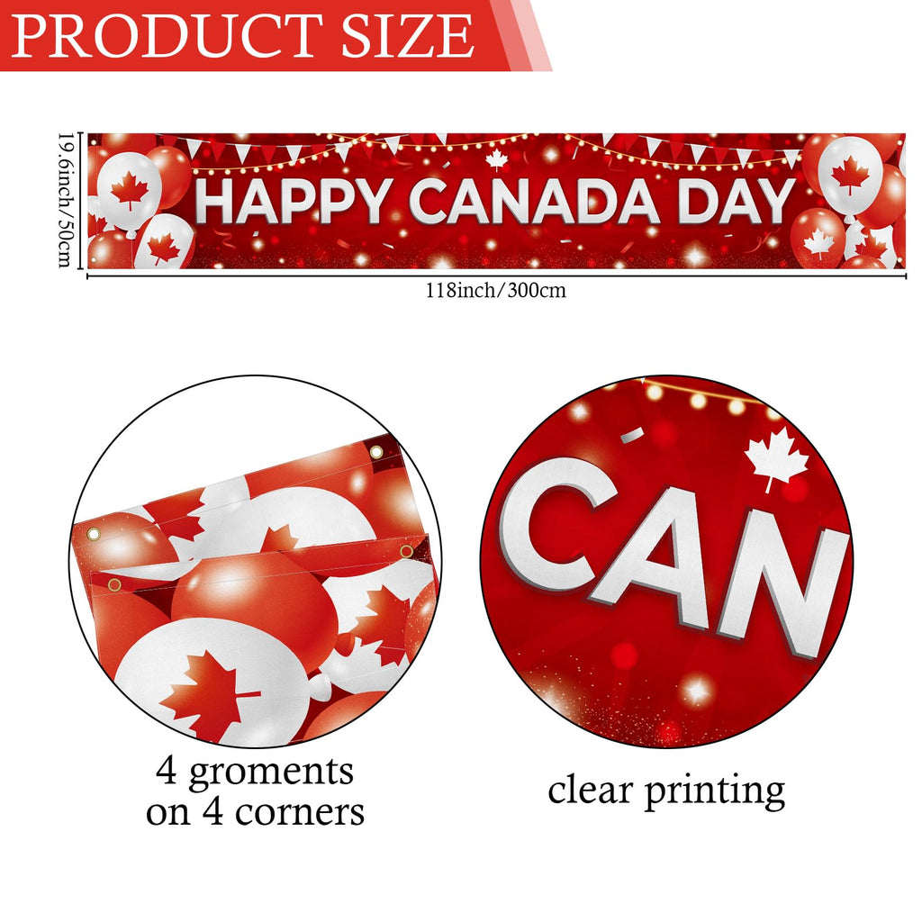 Louise Maelys Happy Canada Day Outdoor Banner 50x300cm 1st July Party Balloon Decorations Canadian Flag Large Patriotic Garden Porch Porch Wall Decor