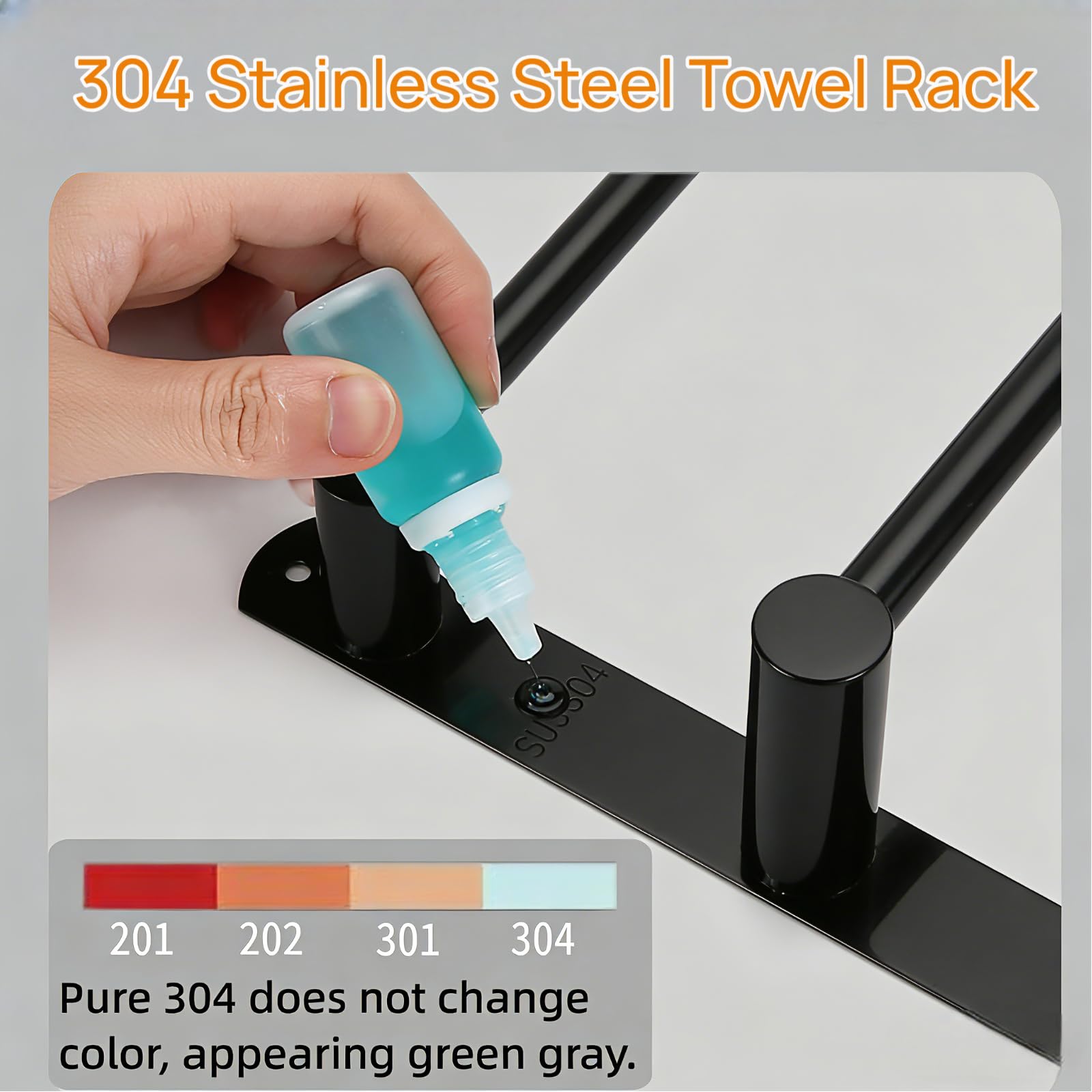 MEKENSO SUS304 Dual Bar Adjustable Towel Bar, Expandable Space Saving Towel Rack, Bathroom Towel Holder with Double Hook 16.9 to 29.9 Inch, No Drill/Screw Installation.（Black）