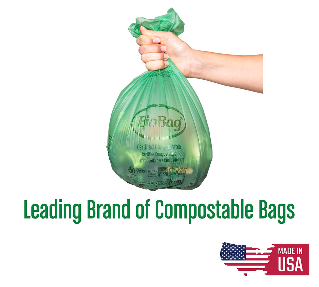 BioBag (USA), The Original Compostable Bag, 2.6 Gallon, 100 Total Count, 100% Certified Compostable Kitchen Food Scrap Bags, Kitchen Compost Bin Compatible