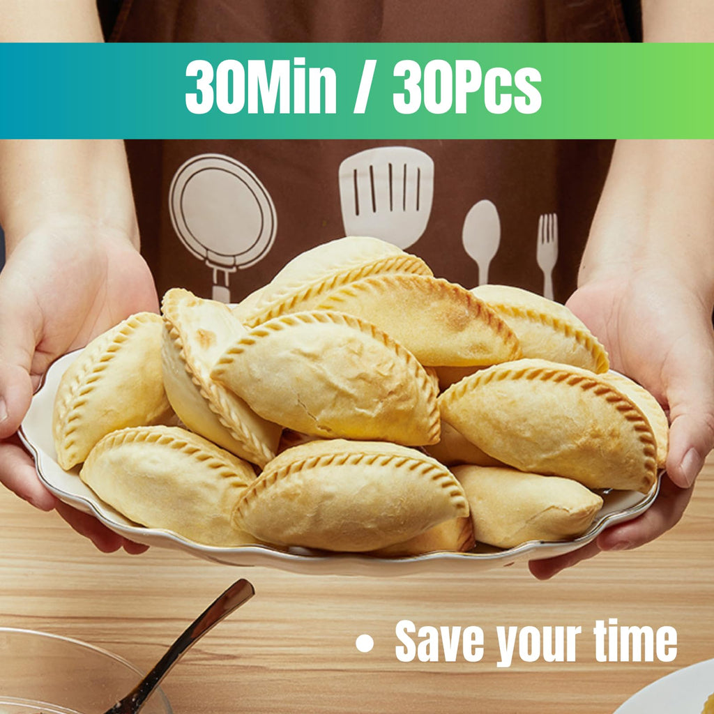 MUMSUNG Empanada Maker Press, 4Size (6"+4"+3"+2.6") Professional Dumpling Maker Mold kit with Dough Cutter and Filling Spoon, Fast to Make Empanadas Jamaican Beef Patties Pierogi pastelitos, Sky Blue
