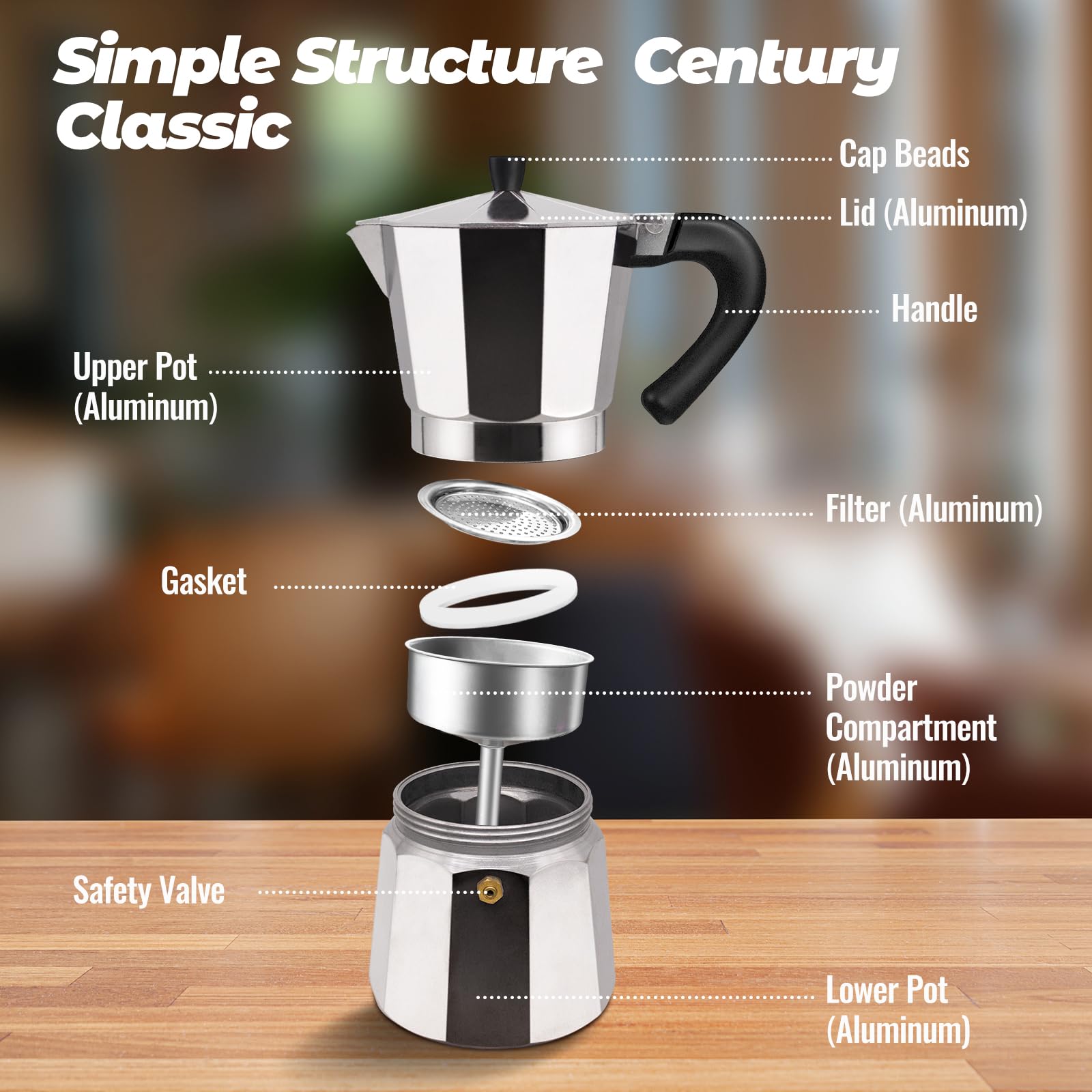 14 Cup Aluminum Moka Pot Classic Stovetop Espresso Coffee Maker 700ml 23oz Coffeemaker Percolator Mocha Pot Greca Coffee Maker Cafe Makers for Italian and Cuban Café Brewing Silver