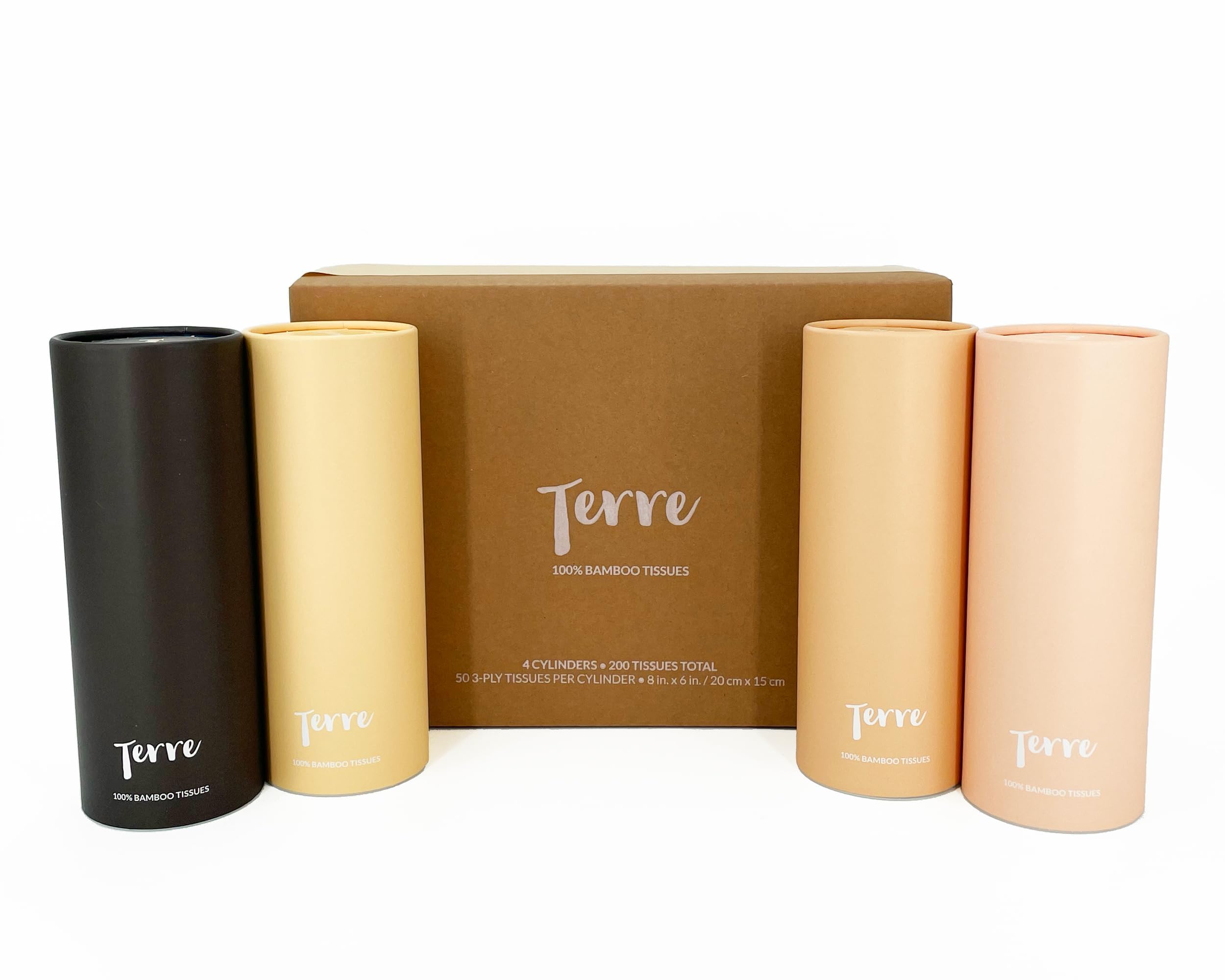 Terre Bamboo Car Tissues, 3-Ply, Unbleached, Refillable, 4 Pack (200 Sheets Total), FSC-Certified, Eco-Friendly, On-The-Go Facial Travel Tissues, Tree-Free, Plant Based, Hypoallergenic, Sustainable