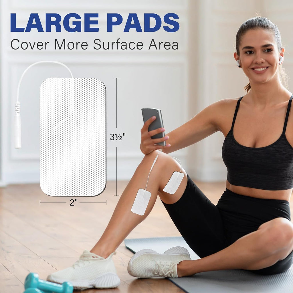 TENS Unit Pads TENS Replacement Unit Pads Electrodes Pads 2”x 3.5” 20Pack Reusable Self-Adhesive Pads,Latex-Free Self-Adhesive TENS Pads for TENS/EMS Muscle Stimulation Machine