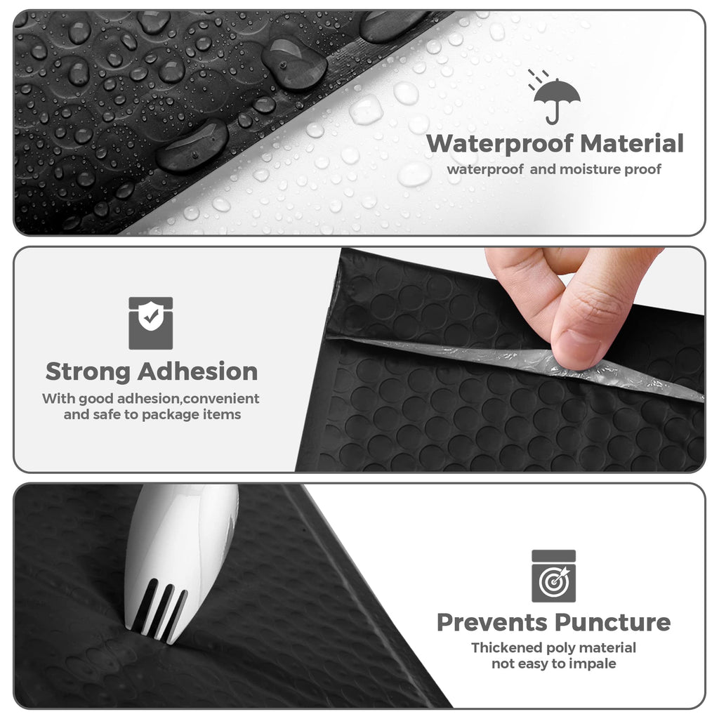 Metronic Bubble Mailers 8.5x12 40 Pack Black Padded Envelopes Usable Size 8.5 x 11 Strong Adhesion Bubble Envelopes Medium Mailing Envelopes Bubble Padded for Small Business Shipping Books Clothes