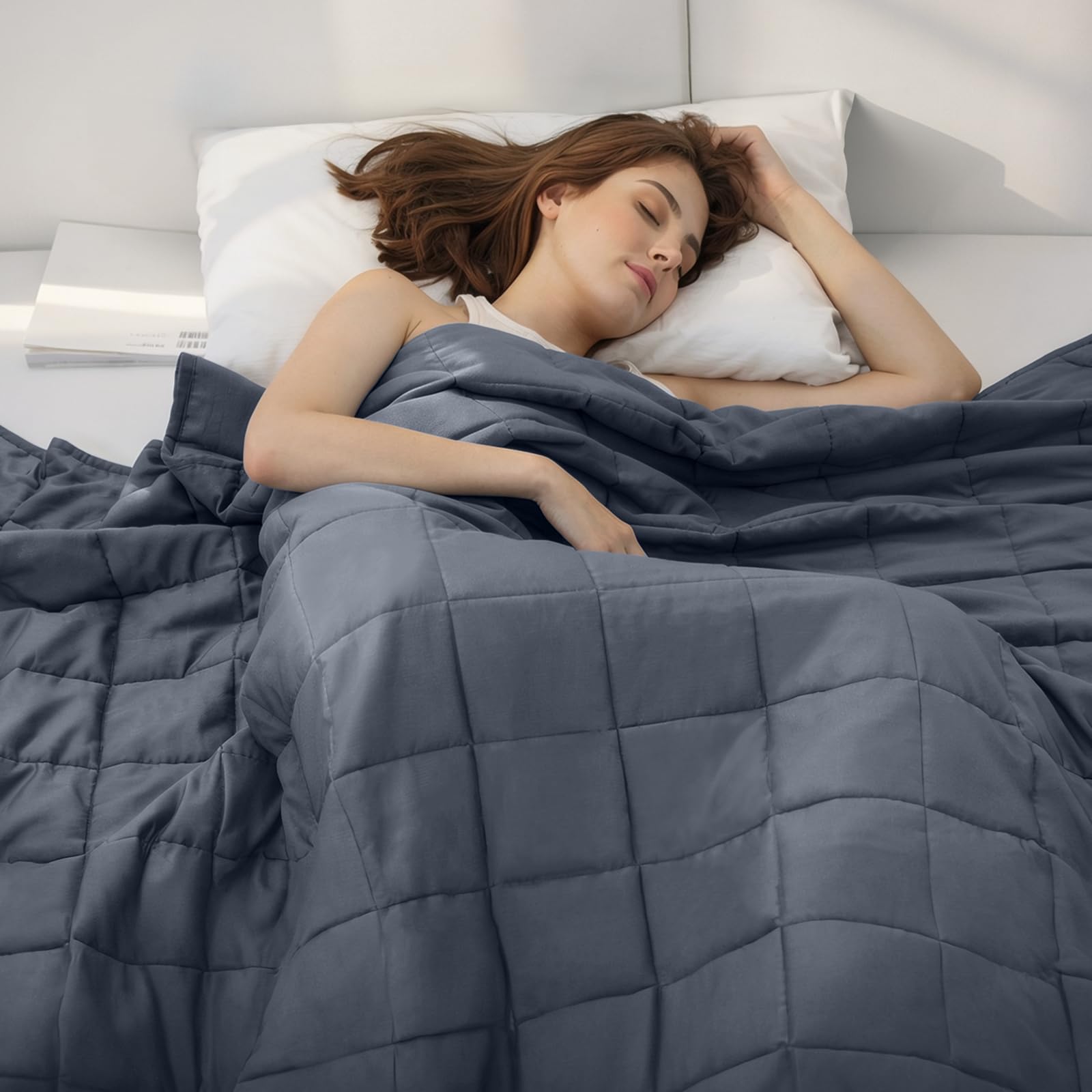 Weighted Idea Weighted Blanket for Adults (Dark Grey,60"x80",15lbs) Cooling Breathable Heavy Blanket with Premium Glass Beads All-Season Soft Thick Comfort