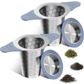 CTIANWXY 2Pcs Large Tea Infuser for Loose Leaf Tea,18/8 Stainless Steel Tea Infuser with Heat Proof Silicone Handles,Extra Fine Mesh Tea Strainers Filter Fine Tea Leaves Effectively,Fits TeaPots/Mugs