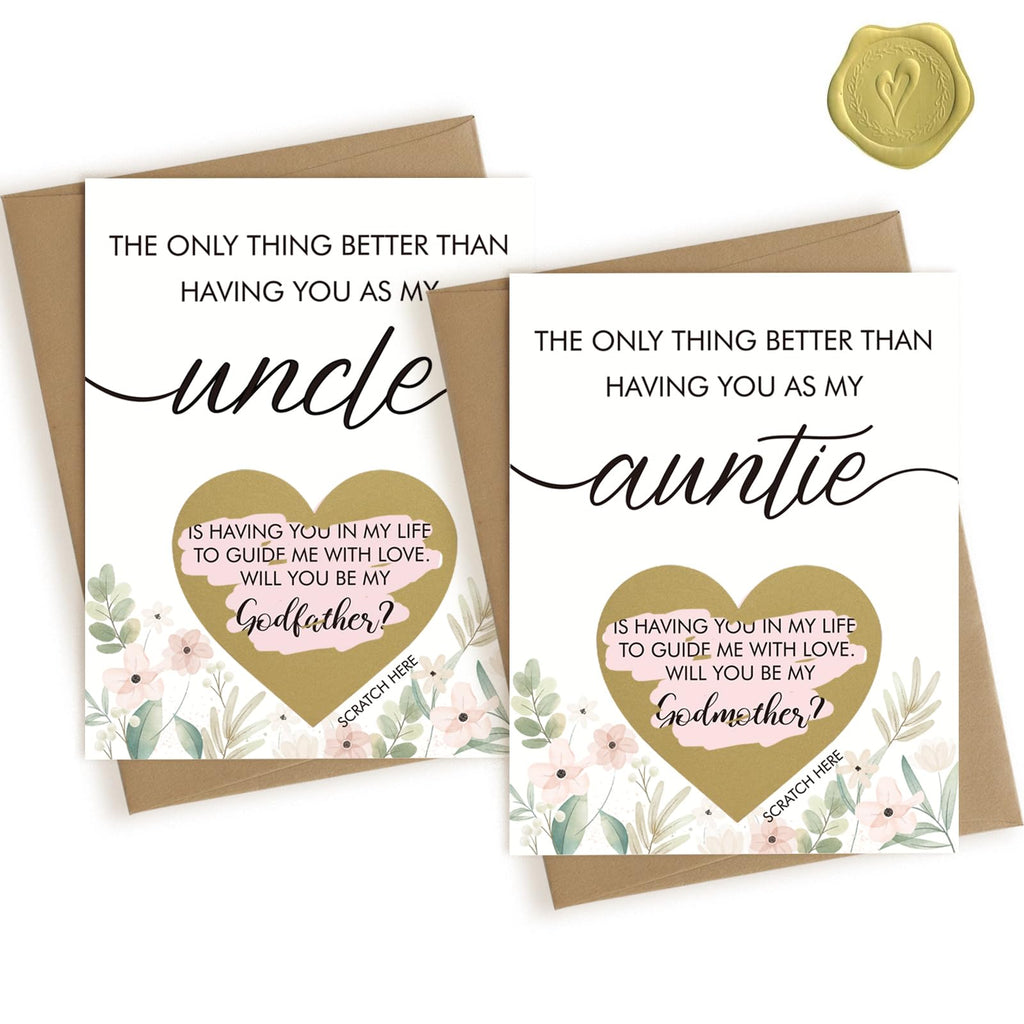 HAMUIERS Will You Be My Godparents Scratch Off Card for Auntie and Unlce, Godparents Proposal Gift from Niece Nephew, Godparents Request Asking Card, Godmother and Godfather Proposal Card