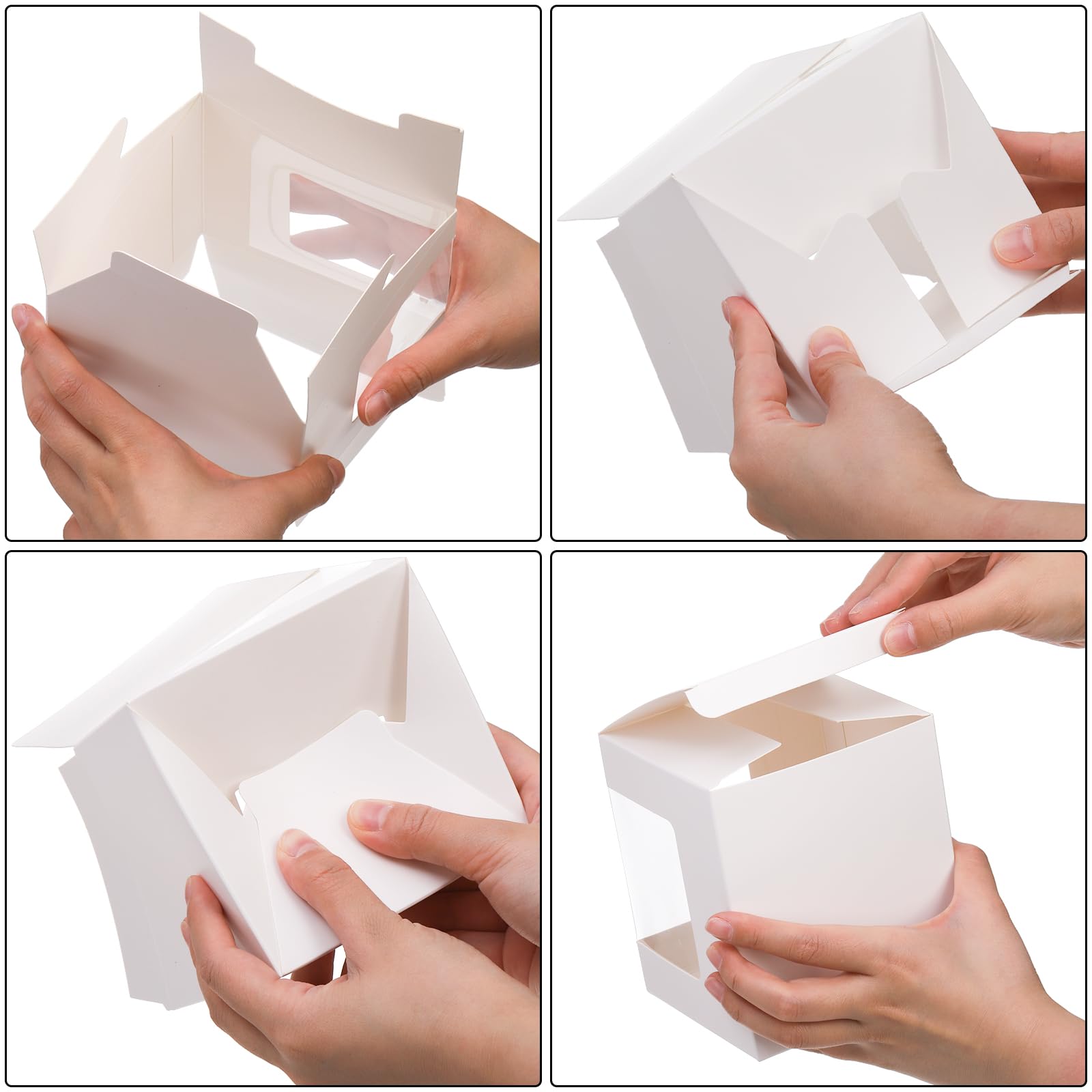 AVLA 50 Pack Gift Boxes for Sublimation Mugs, 4.3x4.3x5'' Small White Packaging, 12OZ 15OZ Transparent Cups Wrapping With Clear View Window, Cupcake Christmas Ornament Box for Wedding