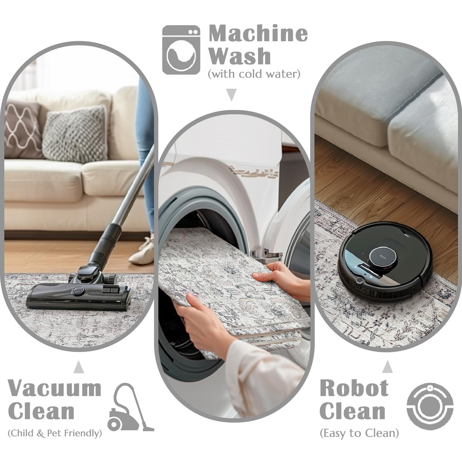JINCHAN Area Rug 2x3 Entryway Rug Door Mat Vintage Indoor Entrance Flodable Washable Rug Retro Distressed Carpet Grey Multi Floral Print Gray Country Boho Rug Non Slip Doormat Bathroom Kitchen Bedroom