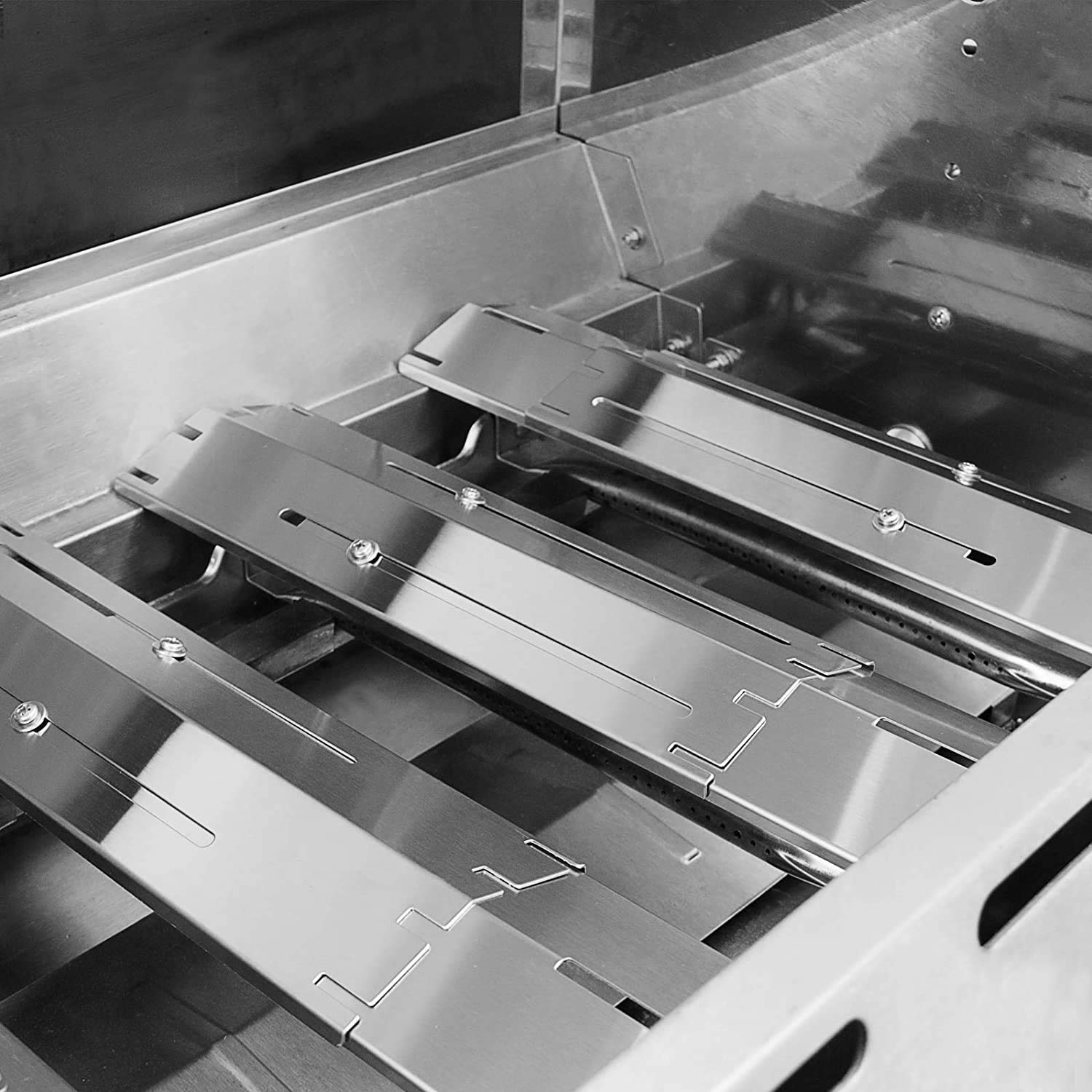 Hisencn Universal Heat Plate Shield, Adjustable from 11.75" to 21" Stainless Steel Flavorizer Bar, Burner Cover, Flame Tamer Heat Tent for Charbroil, Brinkmann,Dynaglo, Uniflame Gas Grill, 3 Pack
