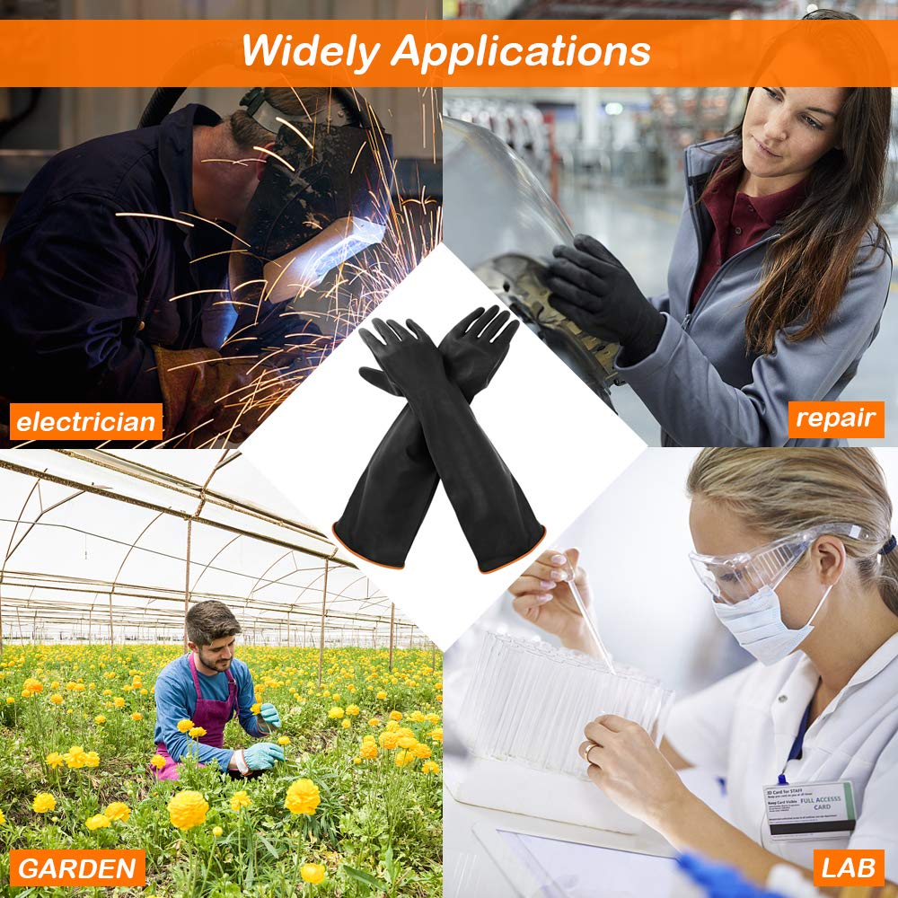 Waterproof Rubber Vinyl Apron & Heavy Duty Latex Gloves, DaKuan Ultra Lightweight Resist Strong Acid, Alkali and Oil Apron & Gloves Best for Staying Dry When Dishwashing, Lab Work, Butcher
