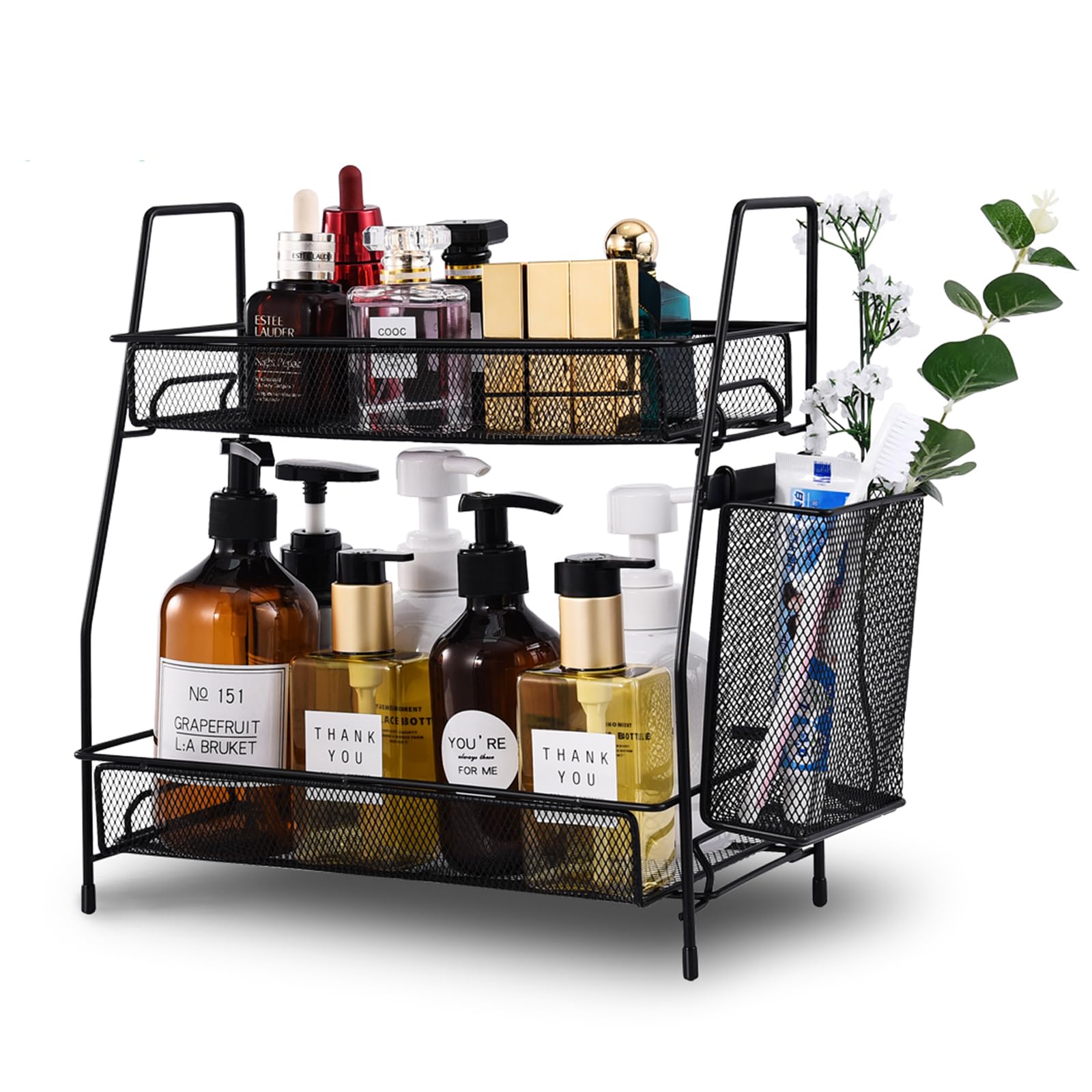 LEMIKKLE Bathroom Organizers Countertop, Make-up Shelf Organizer Counter, Spice Rack VanityOrganizer Storage for Bathroom/Kitchen/Bedroom (Black)