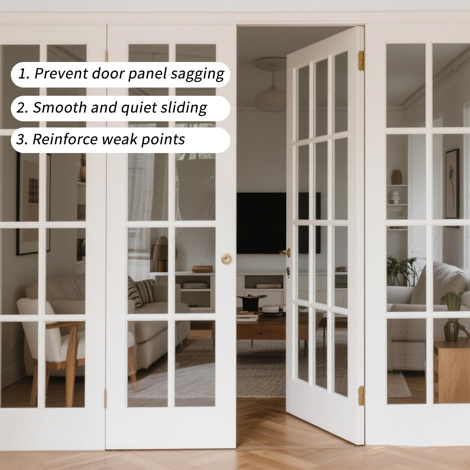 Penitue Bi-Fold Door Repair Kit for 1-3/8" Wood Doors, 8 N7192 Repair Brackets 2 N7266 Top Pivot & 2 Guide Wheels 4 N7538 Bottom Pivot Pins (3/8" & 7/16") for Folding Closet Door Hardware
