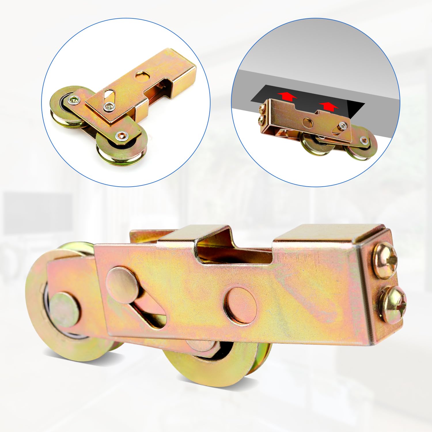 2pcs 1-1/4 Inch Sliding Patio Door Rollers, Sliding Door Tandem Roller Assembly Sliding Glass Door Wheels Replacement Hardware for Screen Doors, Gates, Windows