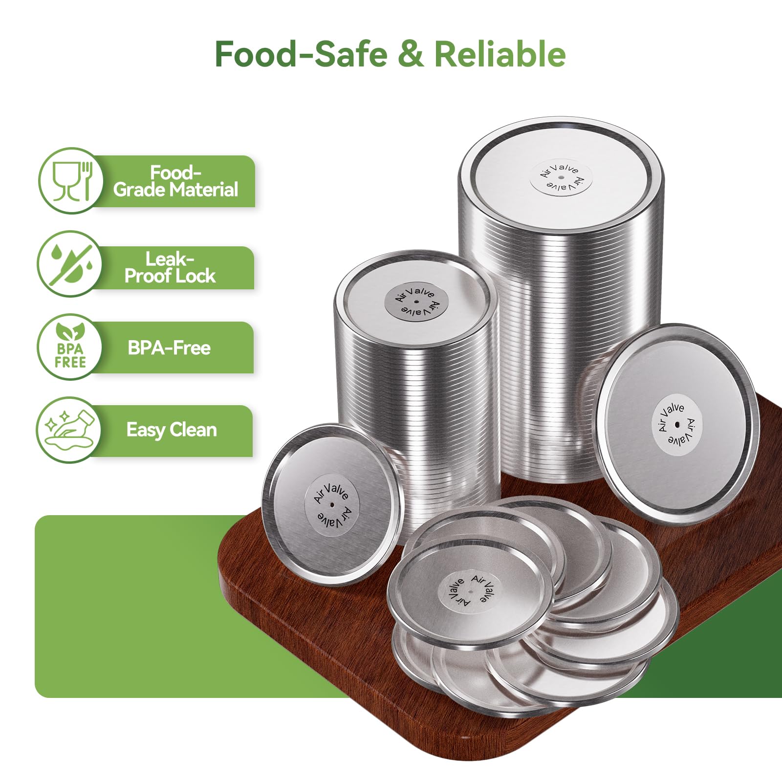 Mason Jar Lids 48 Pack: 24 Wide Mouth + 24 Regular Mouth Canning Lids, Vacuum Seal Food-Grade Canning Supplies Compatible with Electric Vacuum Sealers