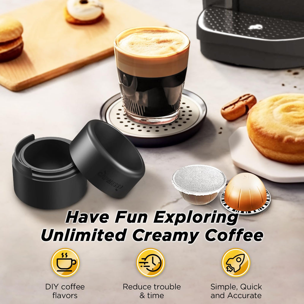 CAPMESSO Reusable Vertuo Pod Refill Kit, 2024 Newest Design for Faster Seal Reusable Nespresso Vertuo Pods with Fill & Press Brush,100pcs Aluminum Foil Lids for Refillable Nespresso Pods Vertuo
