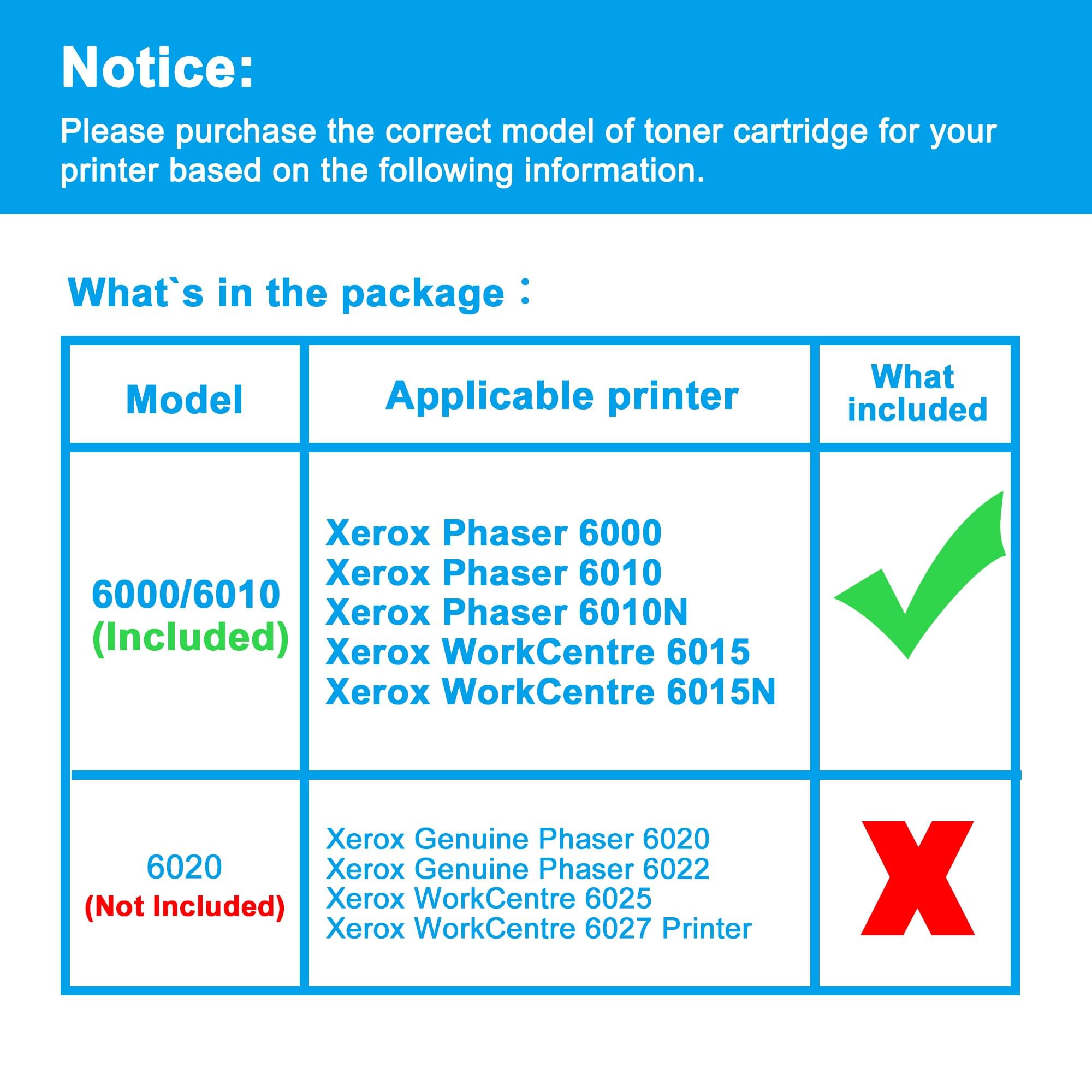 LCL Compatible Toner Cartridge Replacement for Xerox 106R01630 106R01627 106R01628 106R01629 for Xerox Phaser 6000 6010 6010N WorkCentre 6015 6015N (4-Pack, Black, Cyan, Magenta,Yellow)