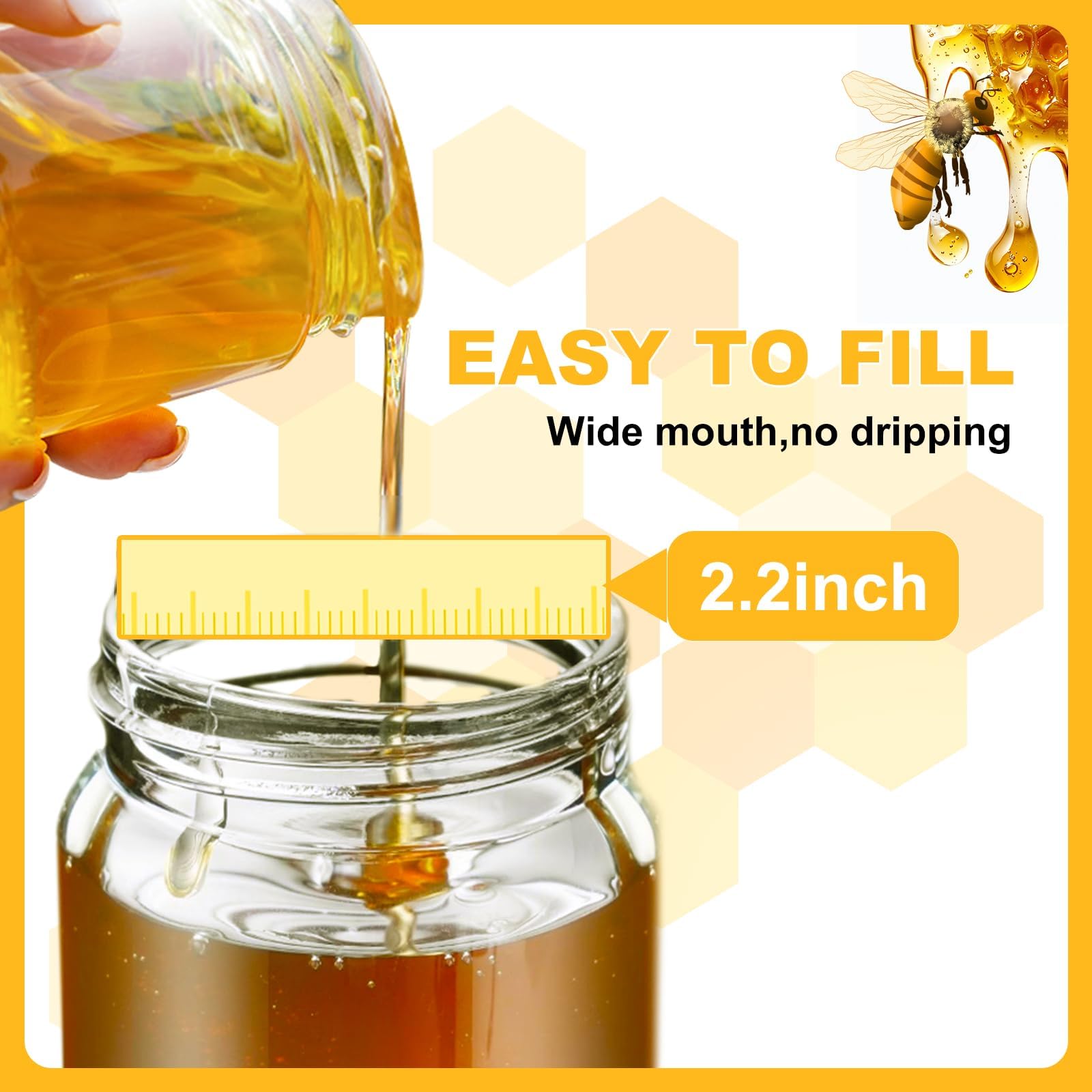 HOMKULA Glass Honey Dispenser No Drip, Maple Syrup Dispenser for Coffee, Tea, Pancake, Black (9 OZ, 1 Pack) C1