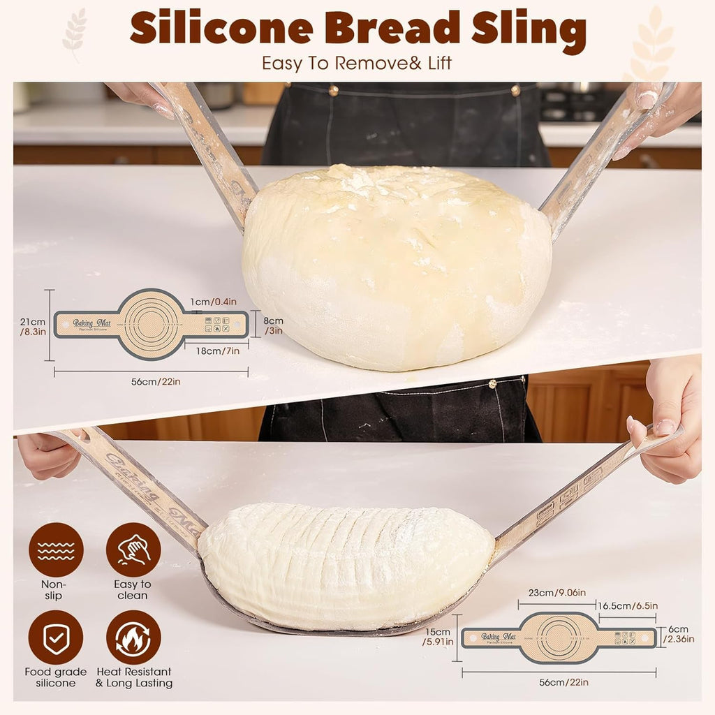 30 Pcs Sourdough Starter Kit,MQFORU Sourdough Bread Baking Supplies with 10" Round & 10" Oval baskets,Silicone Sourdough Bread Kit,Sour Dough Starter Kits for Bakers Wife Mom Women (Creamy yellow)