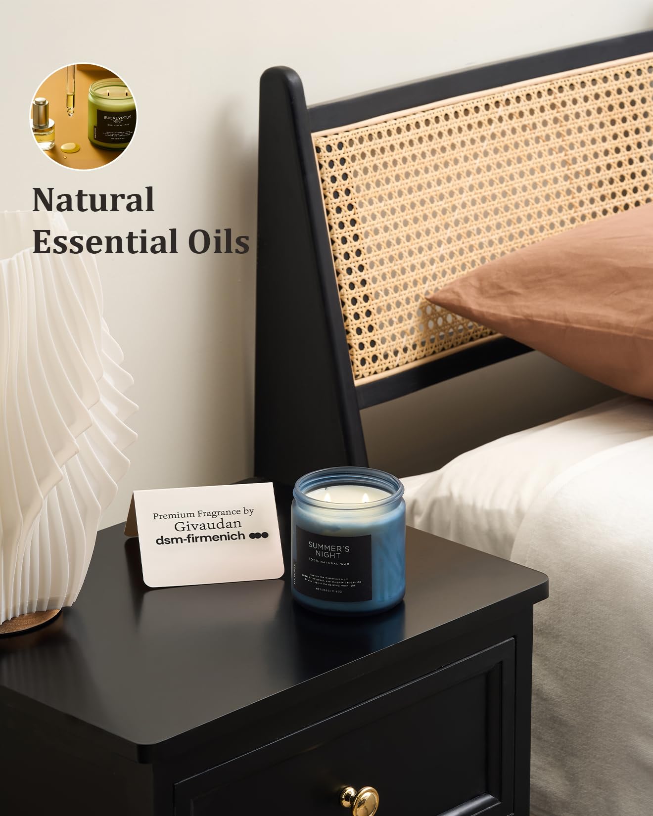 M&SENSE Summer's Night Scented Candle, 11.6oz Natural Soy Jar Candle for Home, Medium 2 Wick Candle Gifts for Men, Up to 70 Hours Burn time, Manly Candles for Bedroom