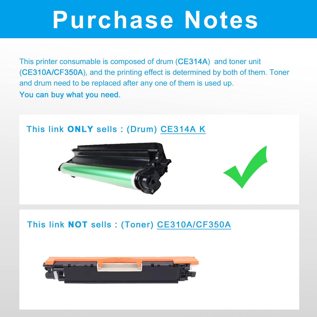 LCL Comaptible Drum Unit for HP 126A CE314A CRG029 (1-Pack) for HP LaserJet Pro CP 1021 CP1022 CP1023 CP1025 CP1025nw CP1026nw CP1027nw CP1028nw MFP M176n M177fw MFP M175nw M175a M275s M275t