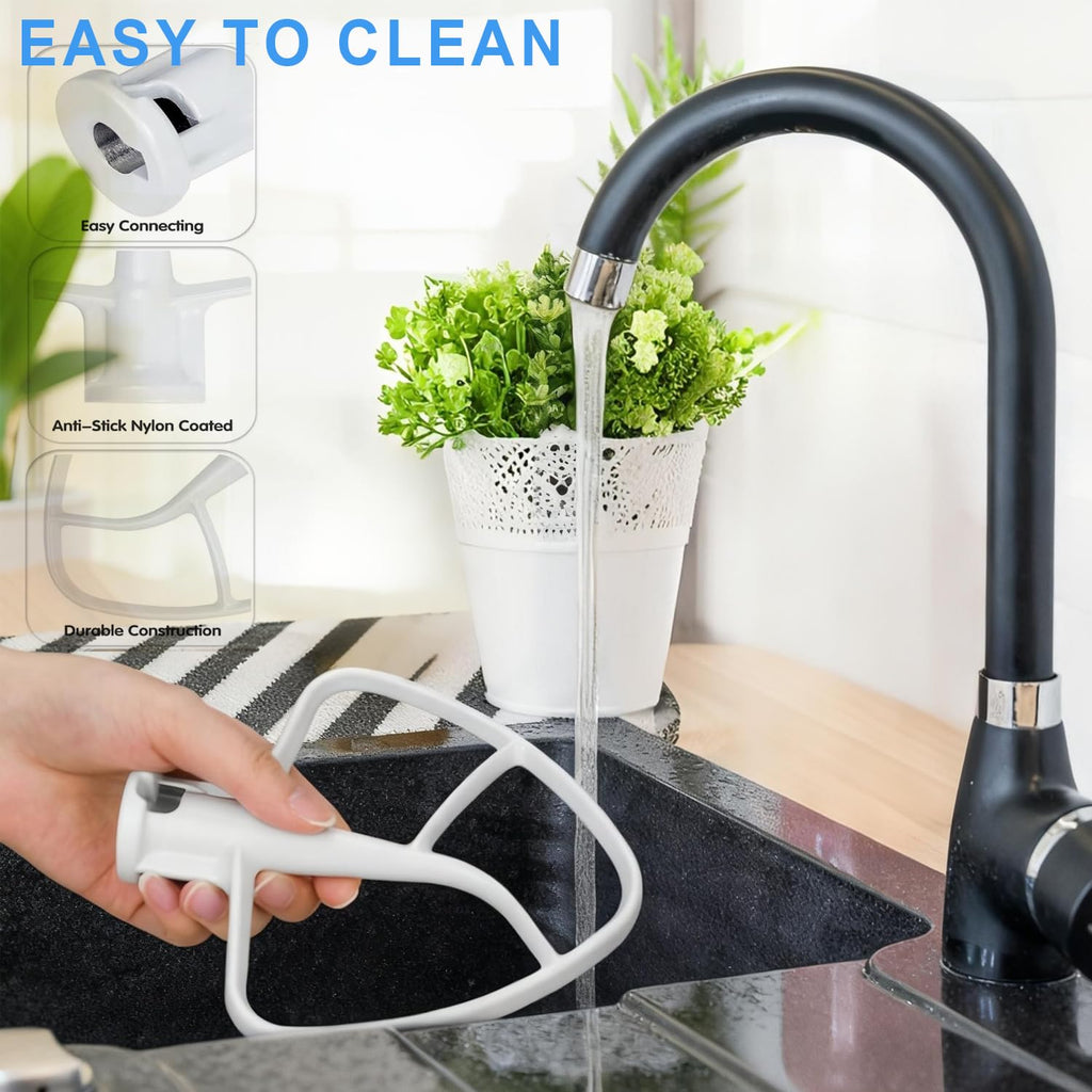 K45B Beater Compatible with Kitchenaid 4.5-5Qt Tilt-Head Stand Mixer,Coated Paddle Attachment for Kitchen Aid Mixer Accessories -K45 AP3884849 W10672617