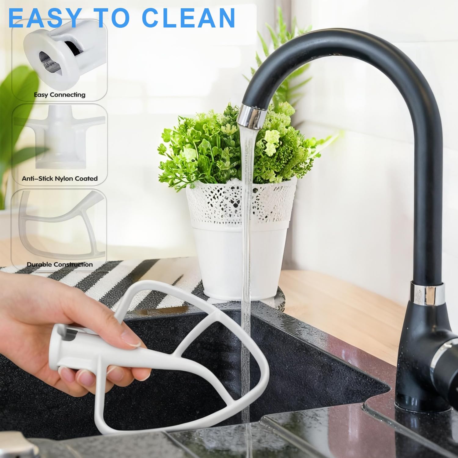 K45B Beater Compatible with Kitchenaid 4.5-5Qt Tilt-Head Stand Mixer,Coated Paddle Attachment for Kitchen Aid Mixer Accessories -K45 AP3884849 W10672617