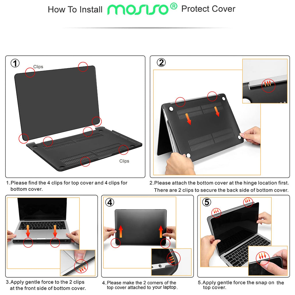 MOSISO Compatible with MacBook Pro 13 inch Case M2 2023,2022,2021-2016 A2338 M1 A2289 A2251 A2159 A1989 A1706 A1708, Plastic Peony Hard Shell Case & Keyboard Cover Skin & Screen Protector, Black