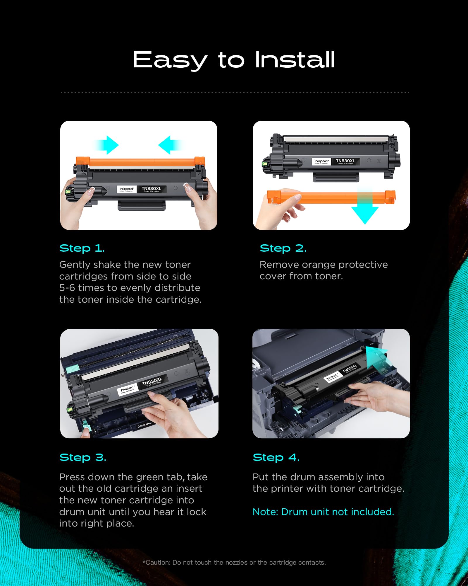 Compatible TN830XL Toner Cartridge Replacement for Brother 830 TN830 TN830-XL 830XL Toner Cartridge with Brother HL-L2460DW DCP-L2640DW HL-L2400D HL-L2405W MFC-L2820DW Printers (2 Pack, Black)