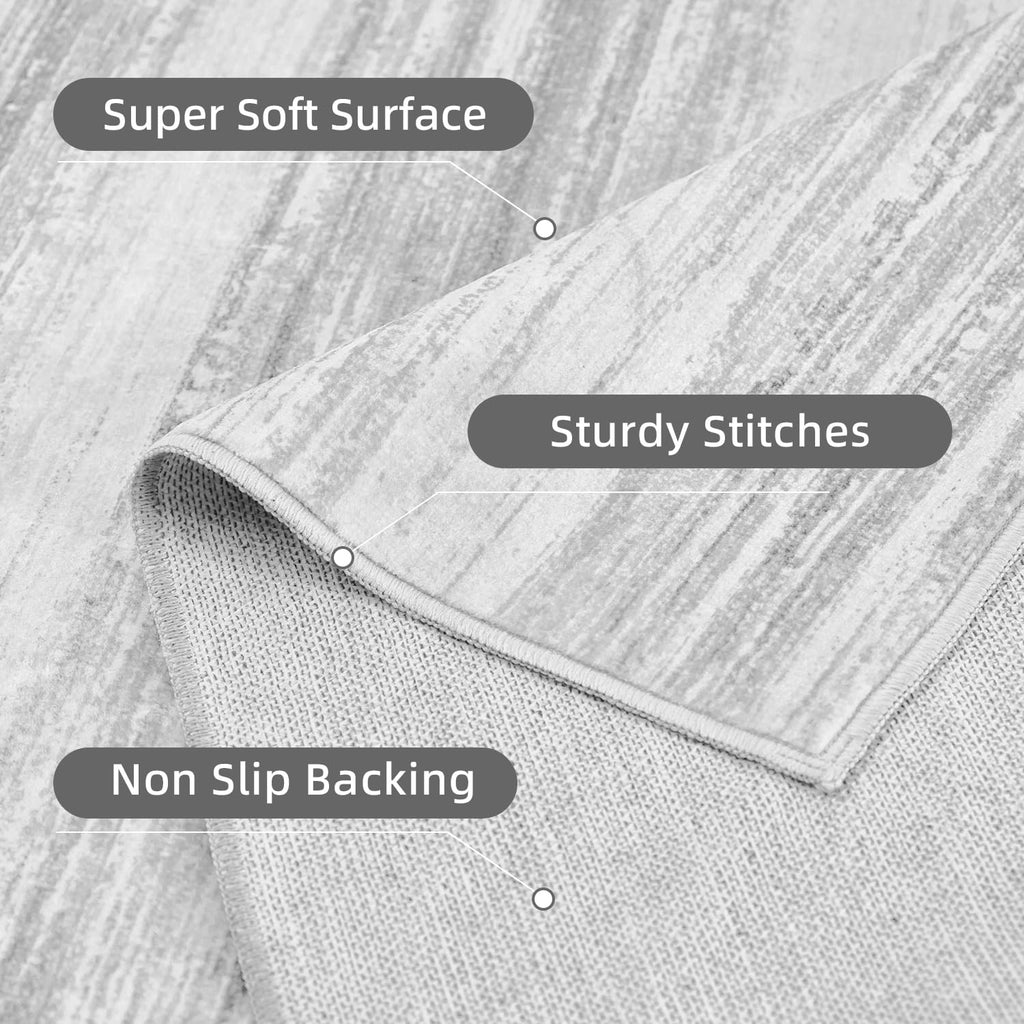 tchdio Abstract Runners for Hallways - 2x6 Runner Rug Washable Non Slip, Modern Abstract Carpet Ultra Soft Kitchen Runner, Low Pile Rugs for Entryway Bedside Laundry Room Grey