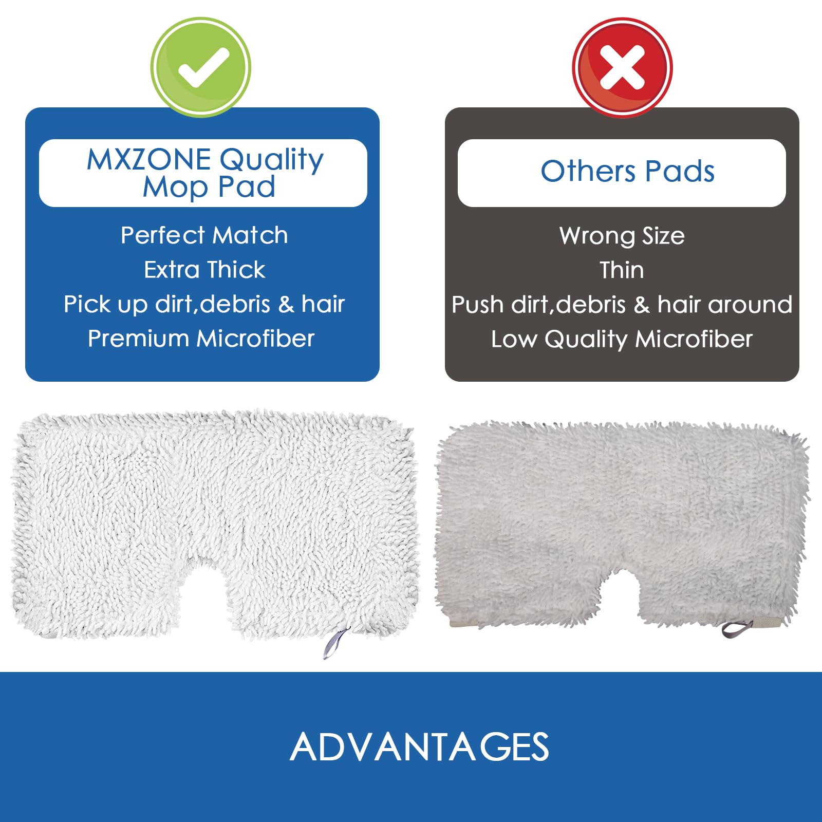 MXZONE 6 Pack Pocket Steam Mop Pad Cleaning Pads for Shark Steam Pocket Mop S3500 Series S3501 S3601 S2902 S3901 S3550 S3601d S3801 S3801co Se450 S2901