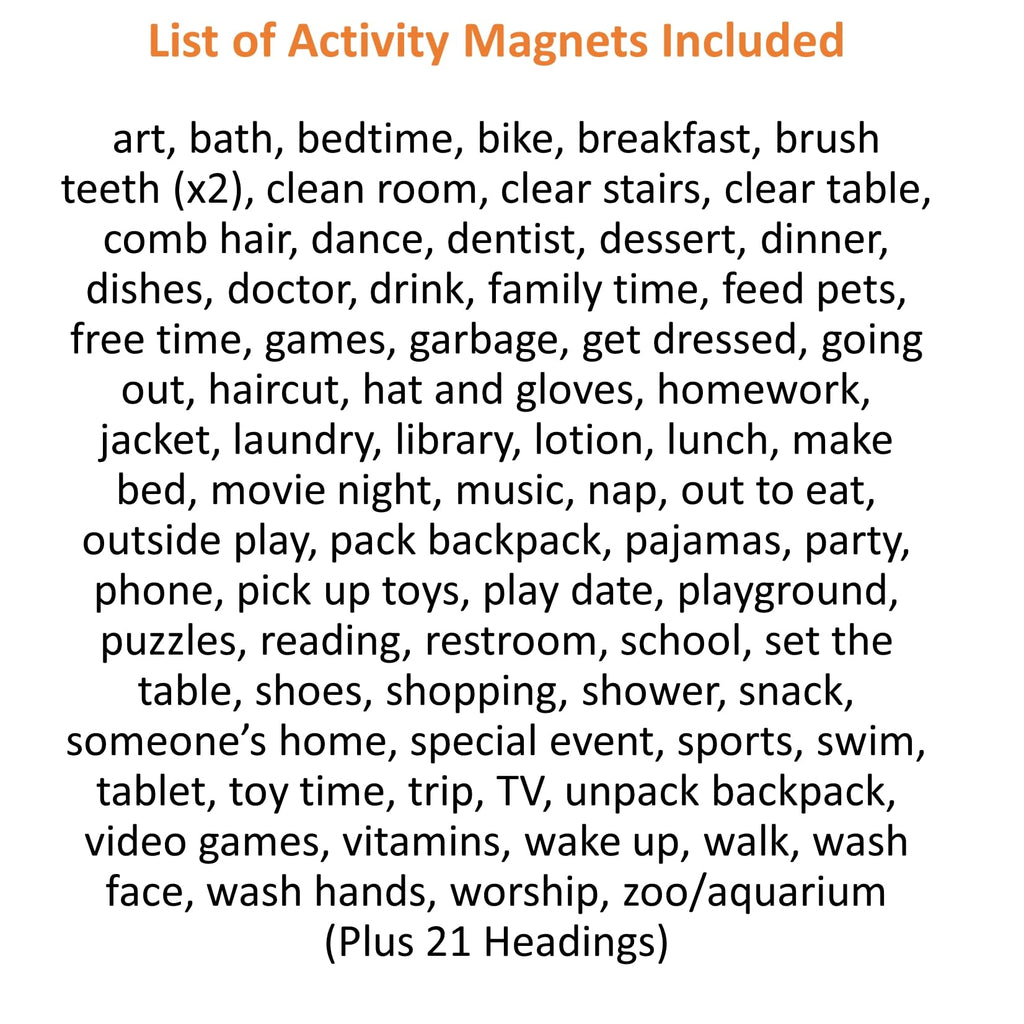 SchKIDules® 93 Pc Home Collection Combo Pack for Visual Schedules, Kids Calendars and Behavior Charts: 72 Home-Themed Activity Magnets Plus 21 Headings Magnets (2nd Ed)