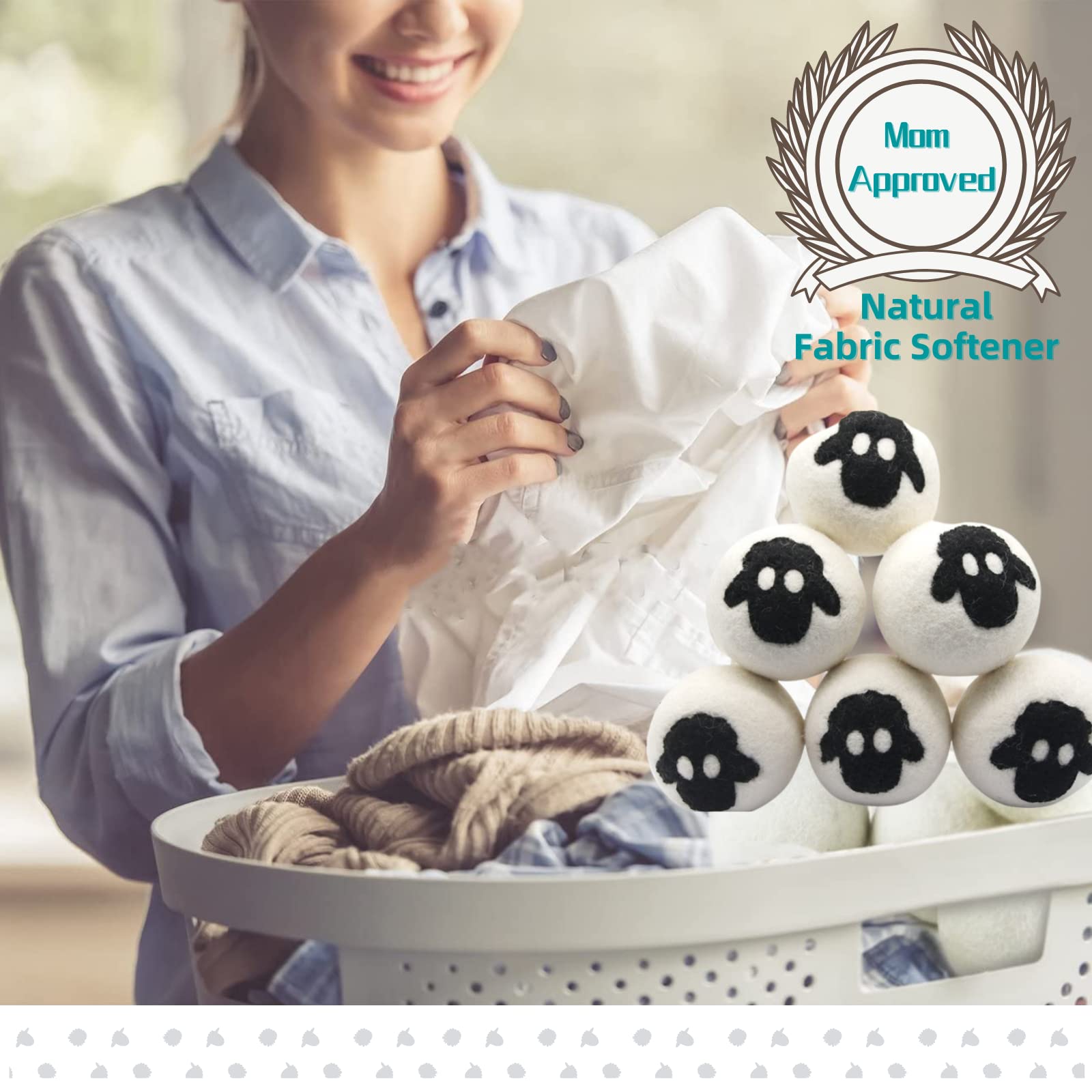 Wool Dryer Balls-6Pack XL Size- Reusable Natural Fabric Softener Dryer Balls Boules De Séchage,Felted New Zealand Wool Laundry Balls to Save 20-40% Drying Time,Reduce Wrinkles No Lint By Stwie