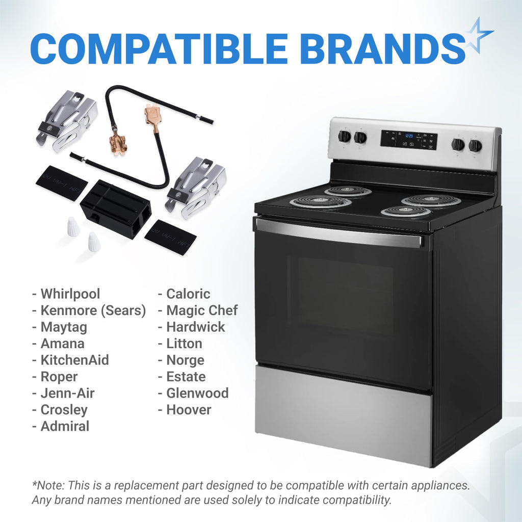 2025 Upgraded BlueStars 330031 Surface Burner Receptacle Kit - Exact Fit for Whirlpool Kenmore Range/Cooktop/Microwave Oven Combo - Replaces AP3075808 814399 5303935058 - PACK OF 4