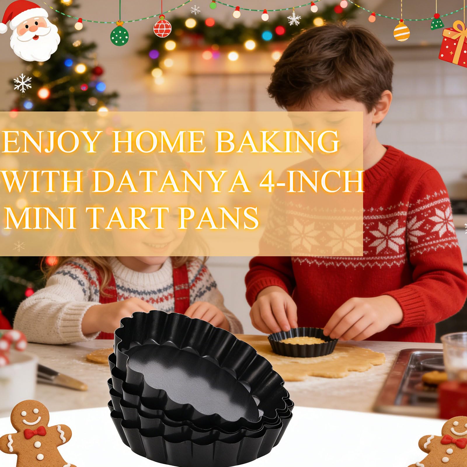 DATANYA 8 Pack Mini Tart Pans 4 Inch with Removable Bottom Round Nonstick Quiche Pan, Heavy Duty Fluted Side for Pies, Mousse Cakes, Dessert Baking